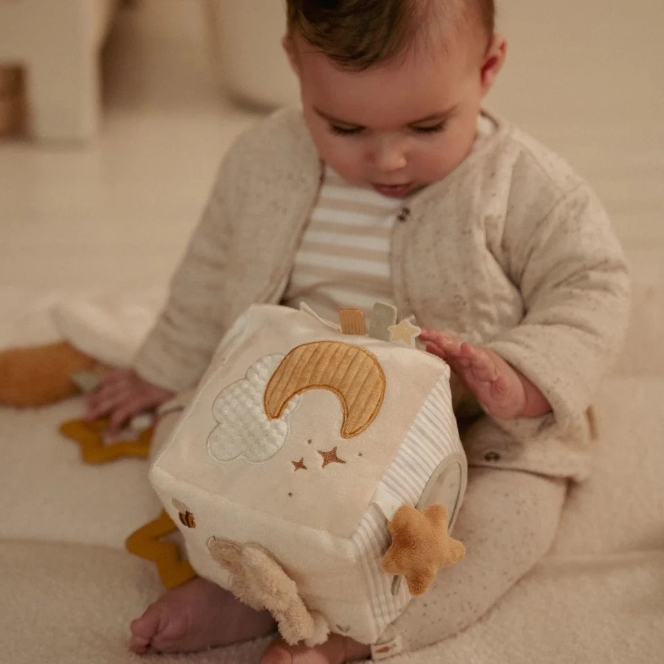 LITTLE DUTCH Stoff Aktivitäten Spielwürfel - Beige - Newborn Naturals