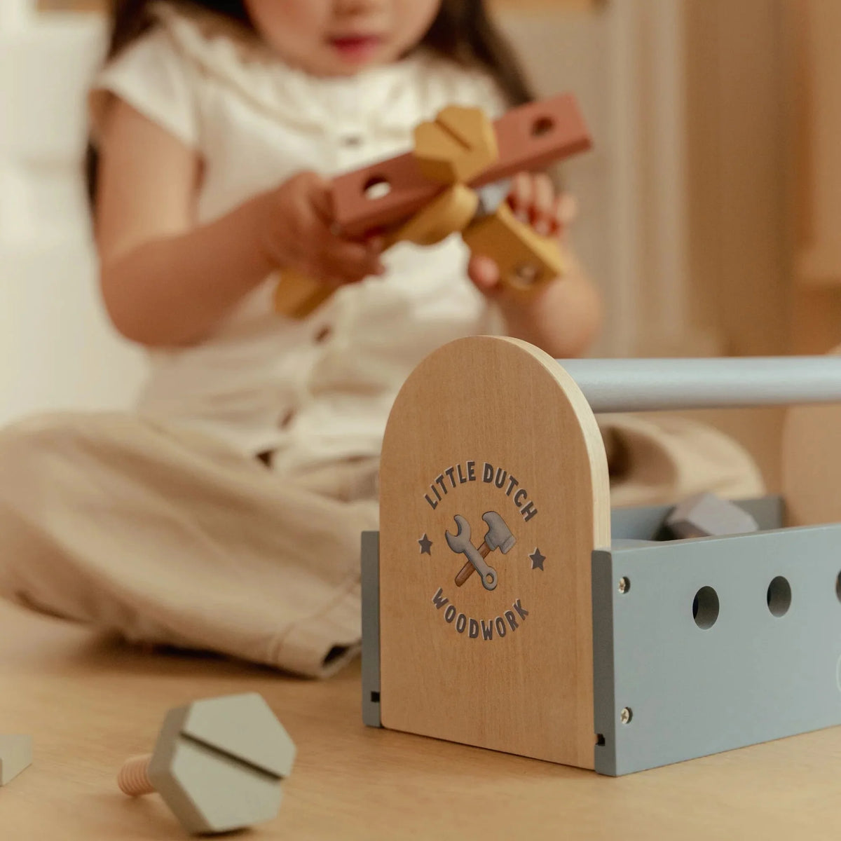 LITTLE DUTCH Holz Werkzeugkasten - Essentials - blau