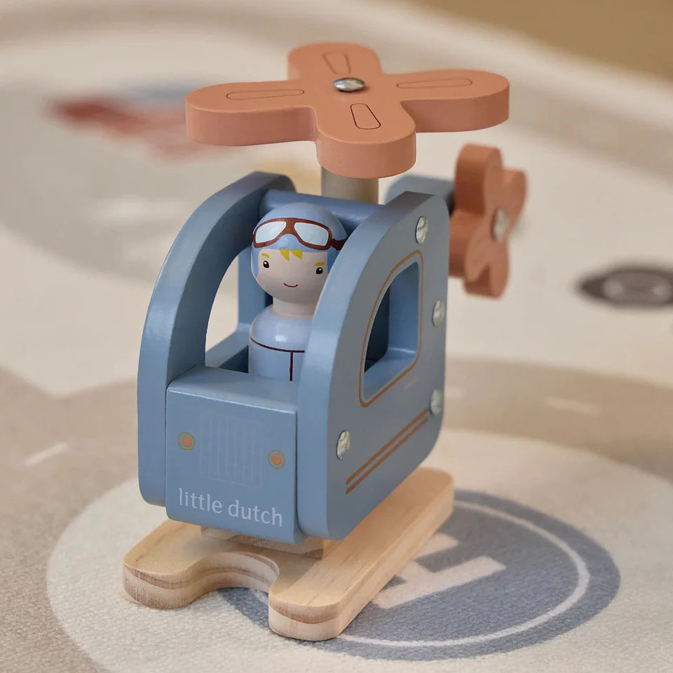 LITTLE DUTCH Holzspielzeug Hubschrauber - blau