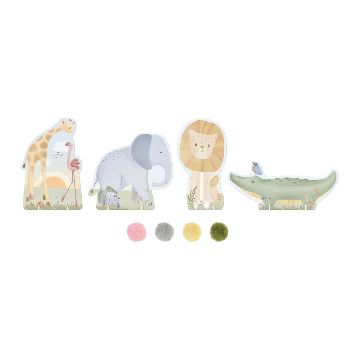 LITTLE DUTCH Bastelset Pompons - Safari Friends