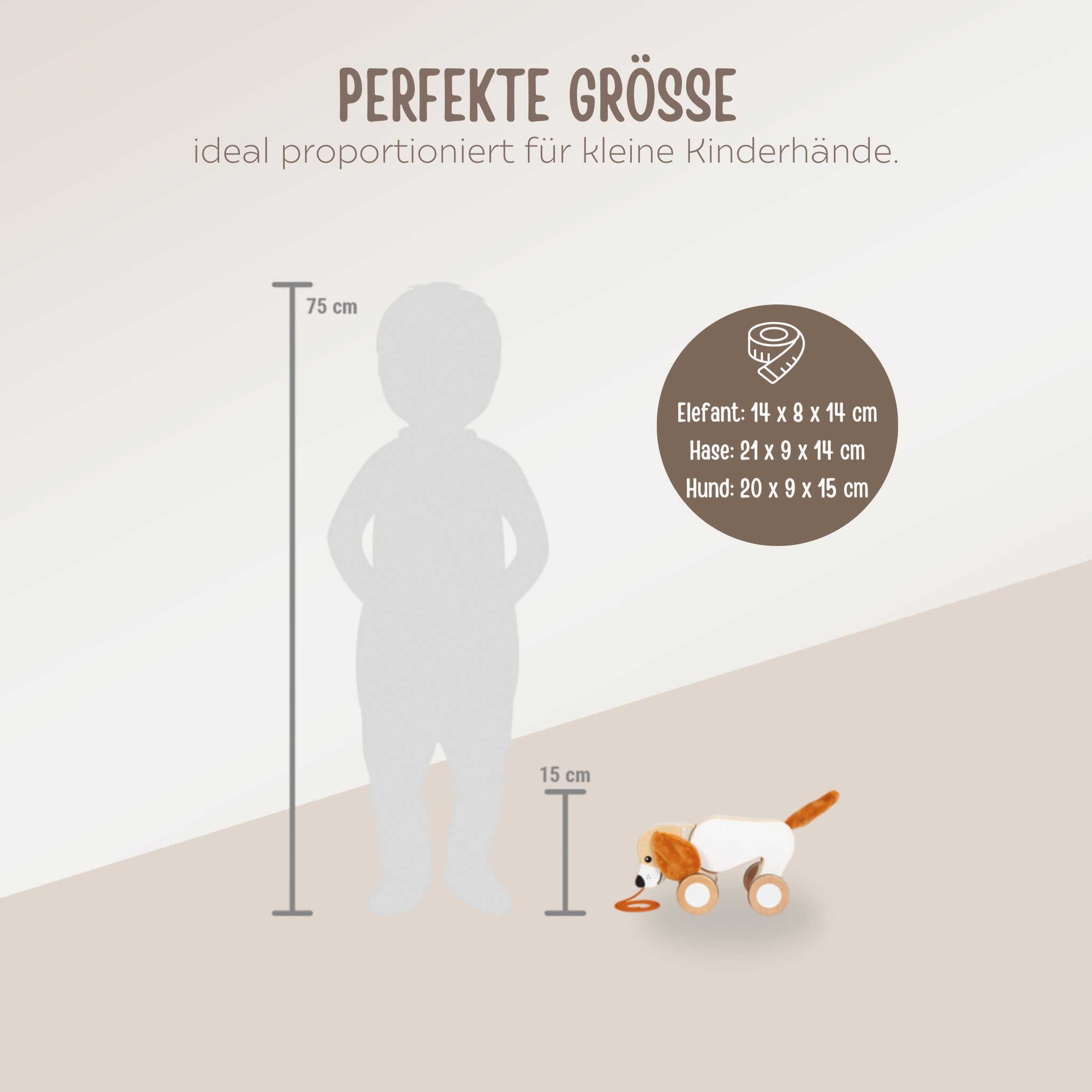 SMALL FOOT Nachziehtier - Elefant, Hase & Hund