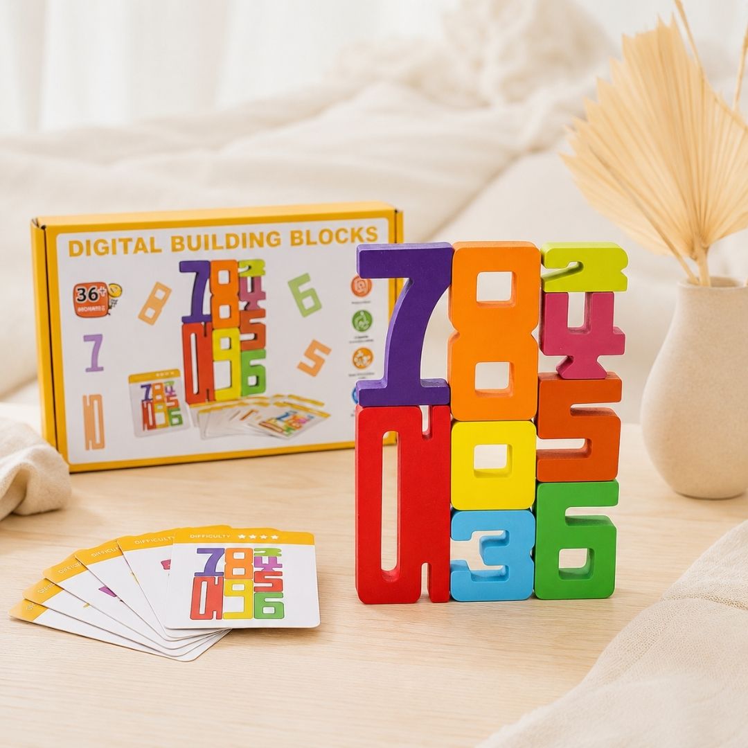 Buntes Zahlen Stapelspiel aus Holz