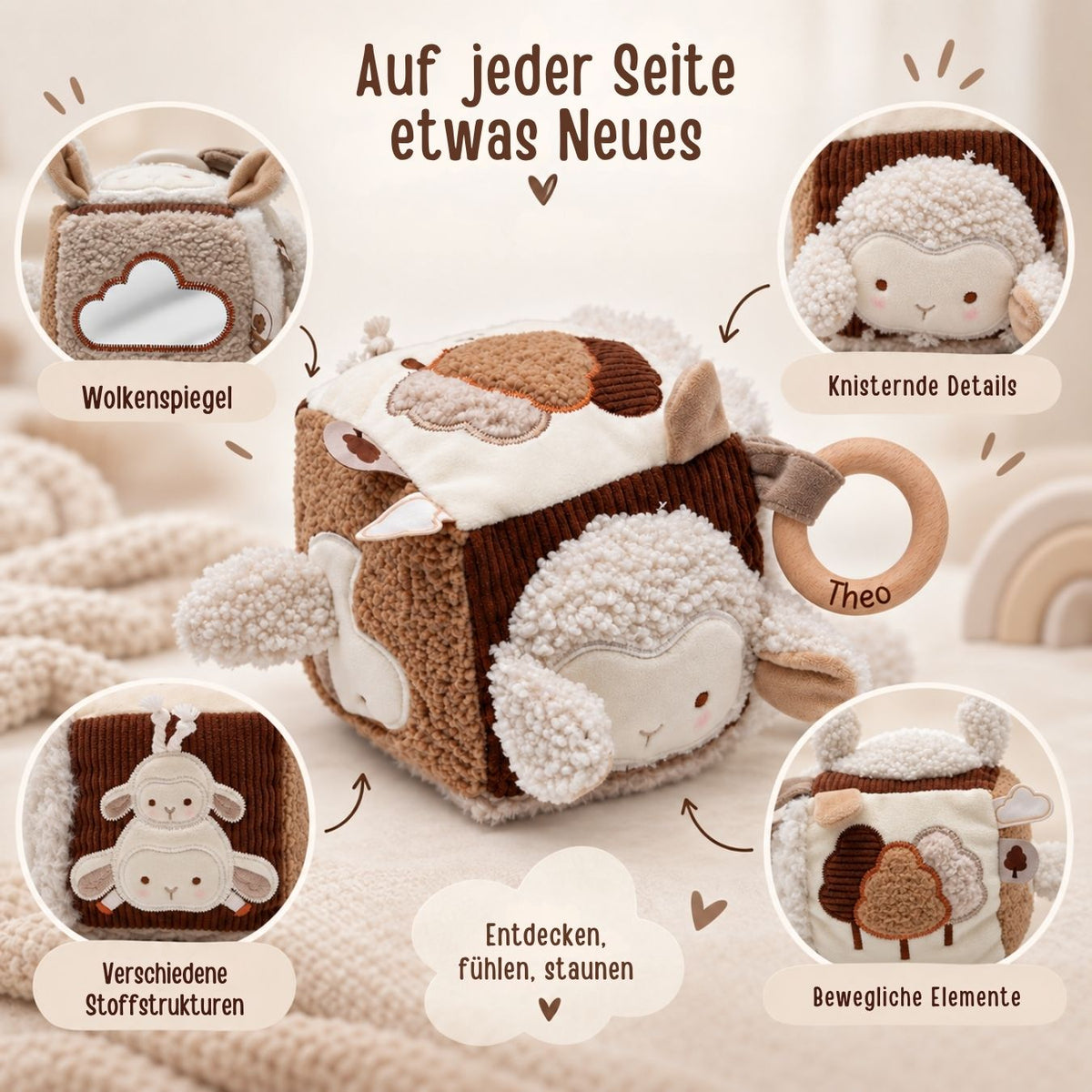JOLLEIN Activity Stoffwürfel personalisiert - Schaf