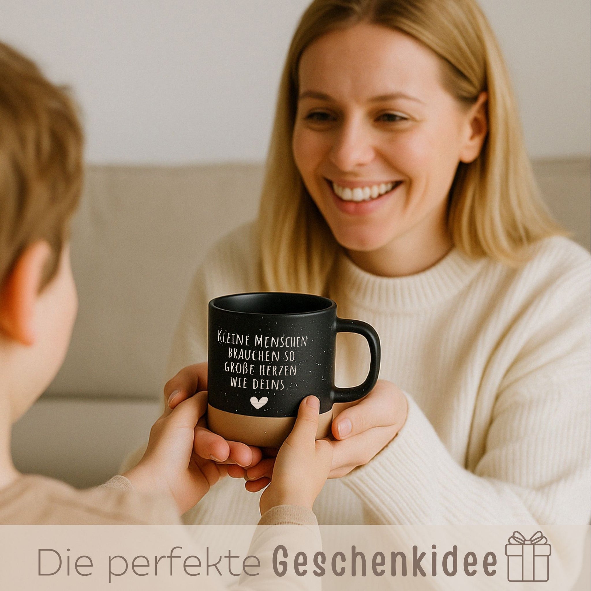 Keramikbecher Steingut - Kleine Menschen große Herzen