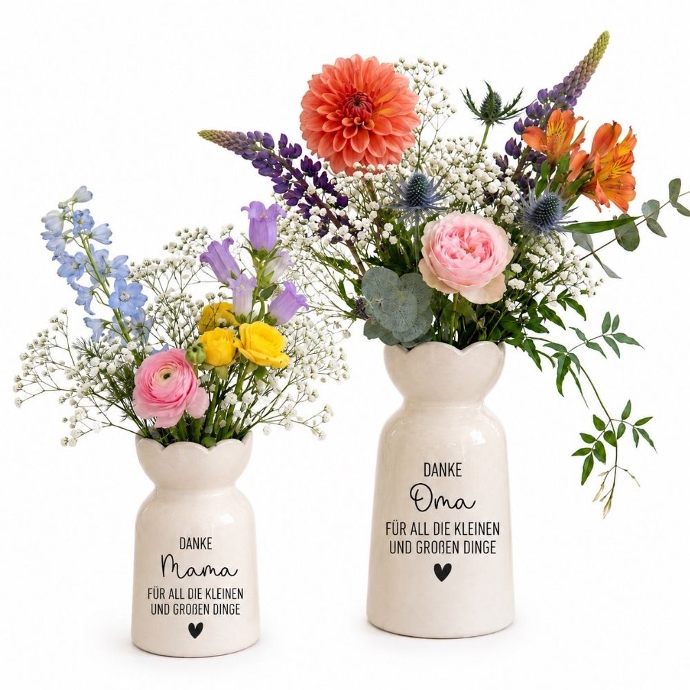 Keramikvase Blumenform - Danke für all die großen und kleinen Dinge