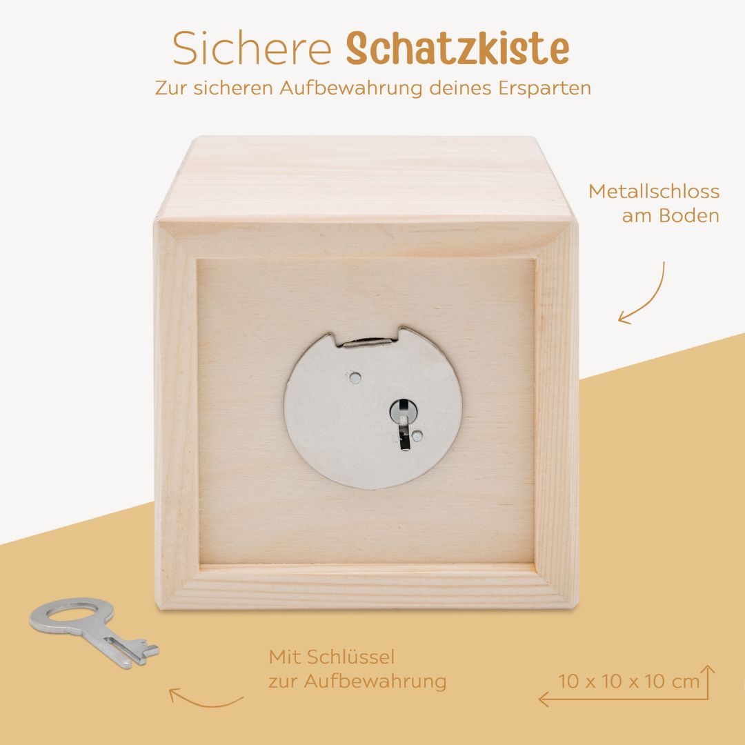 Spardose Holz personalisiert - Regenbogen Boho beige Aquarell