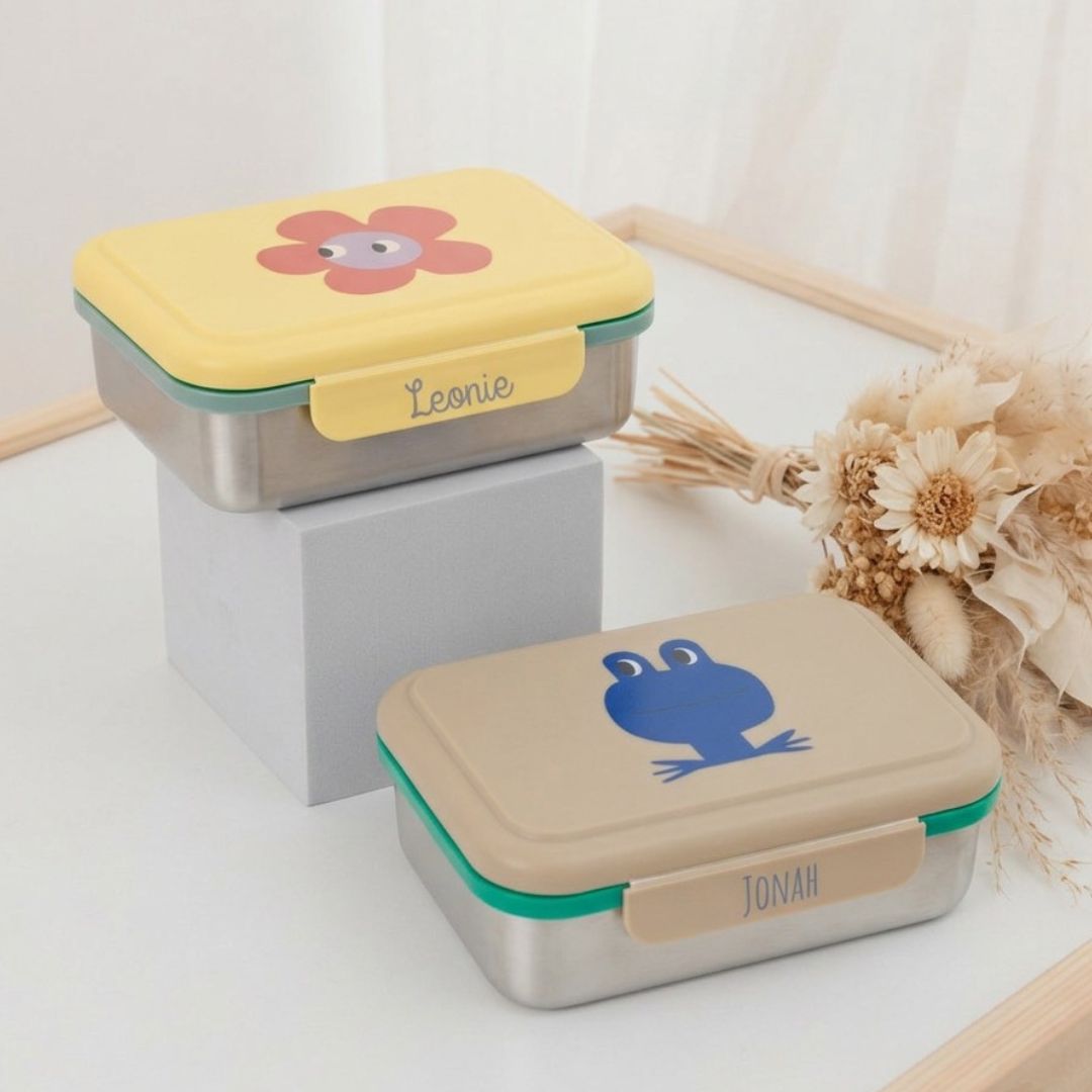 LÄSSIG Kinder Brotdose Edelstahl personalisiert - Happy Trails