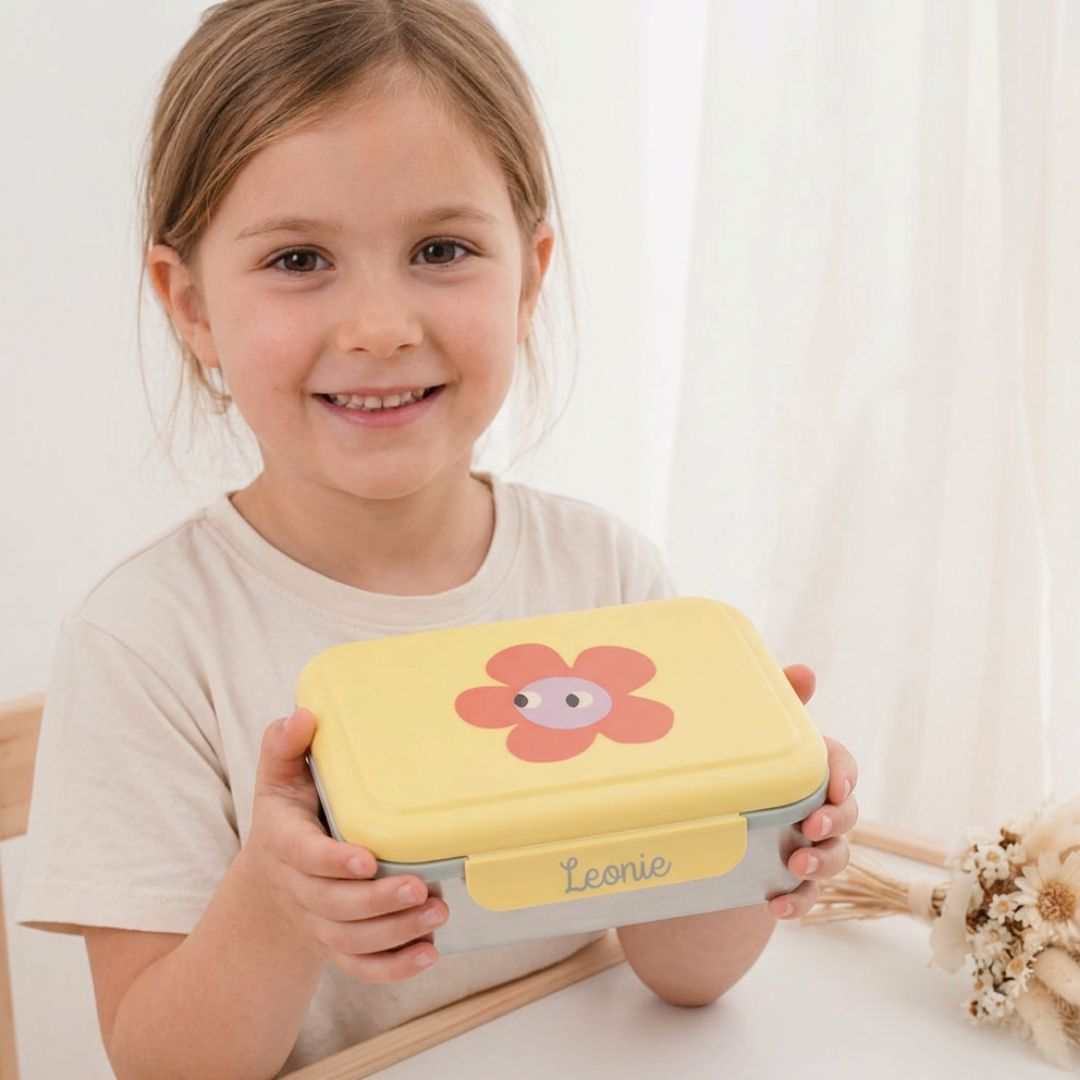 LÄSSIG Kinder Brotdose Edelstahl personalisiert - Happy Trails