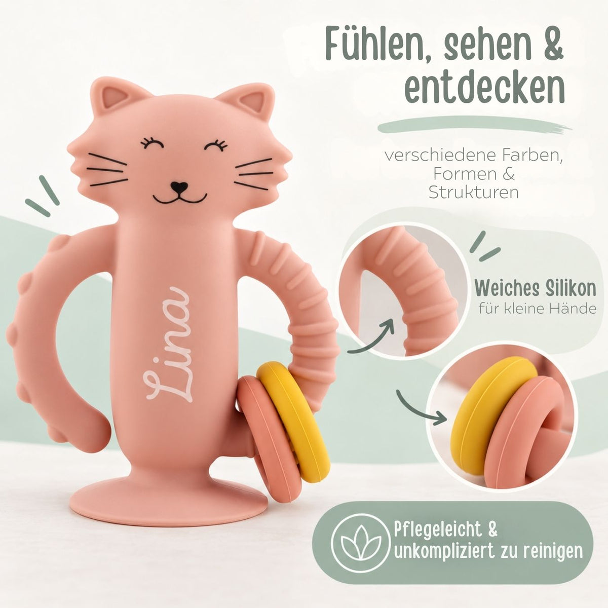 TRIXIE Sensorikspielzeug aus Silikon mit Saugnapf personalisiert