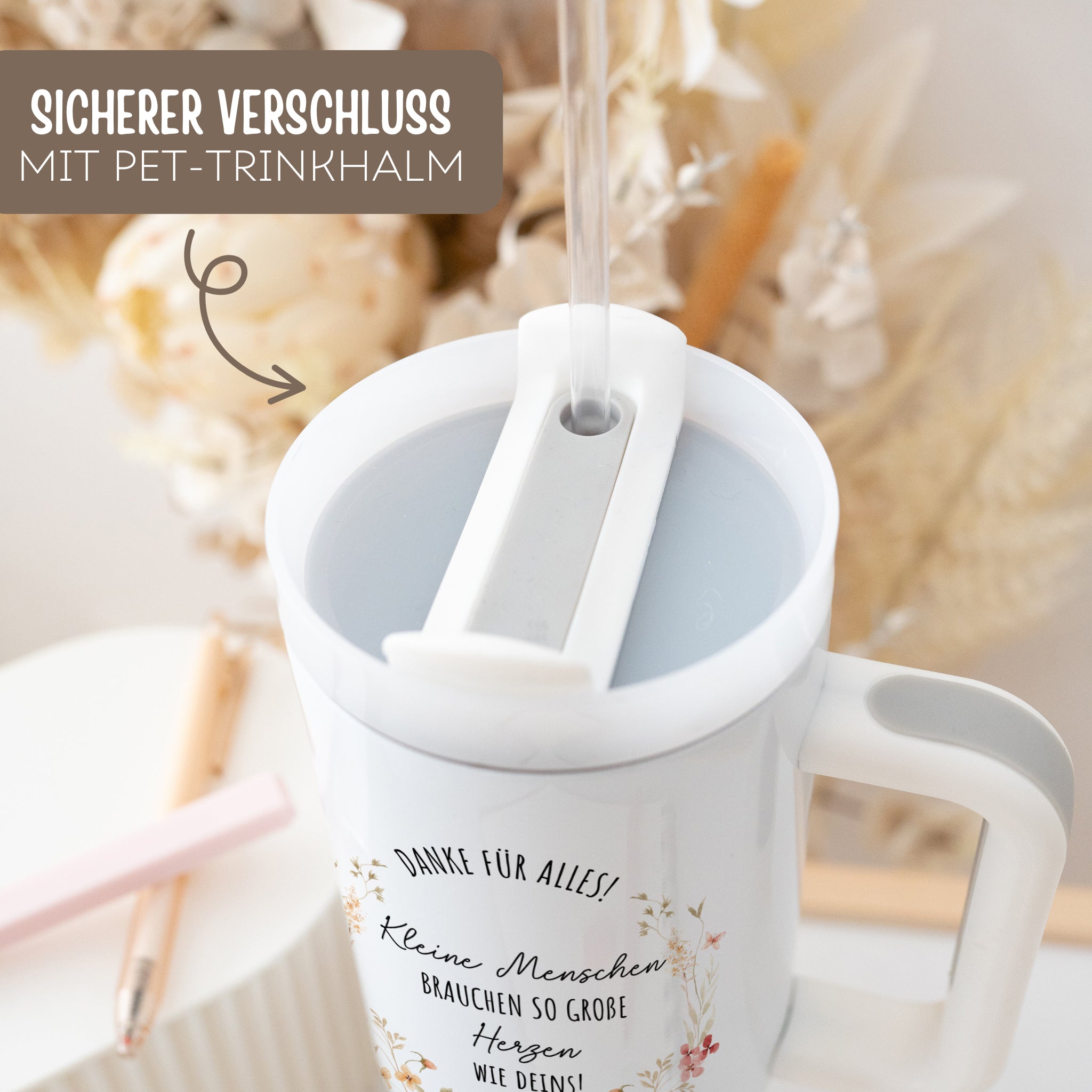 Thermobecher mit Henkel - Kleine Menschen große Herzen