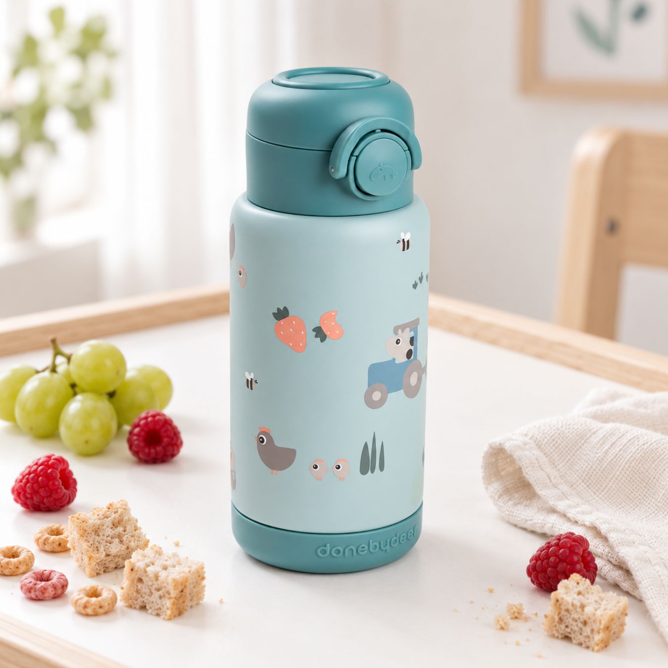 DONEBYDEER Thermos Trinkflasche mit Strohhalm 340ml