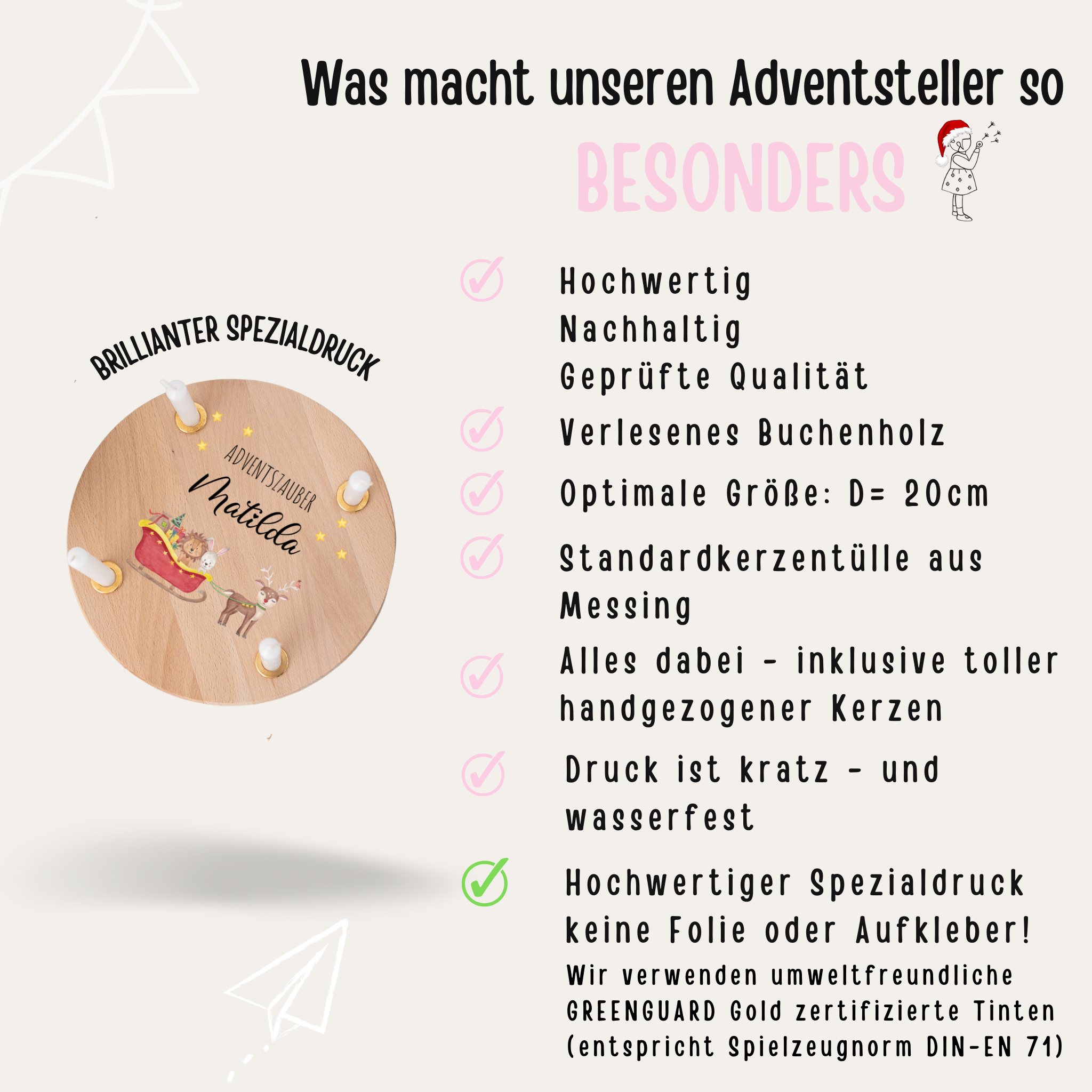 Adventsteller "Weihnachtsschlitten bunt" personalisiert