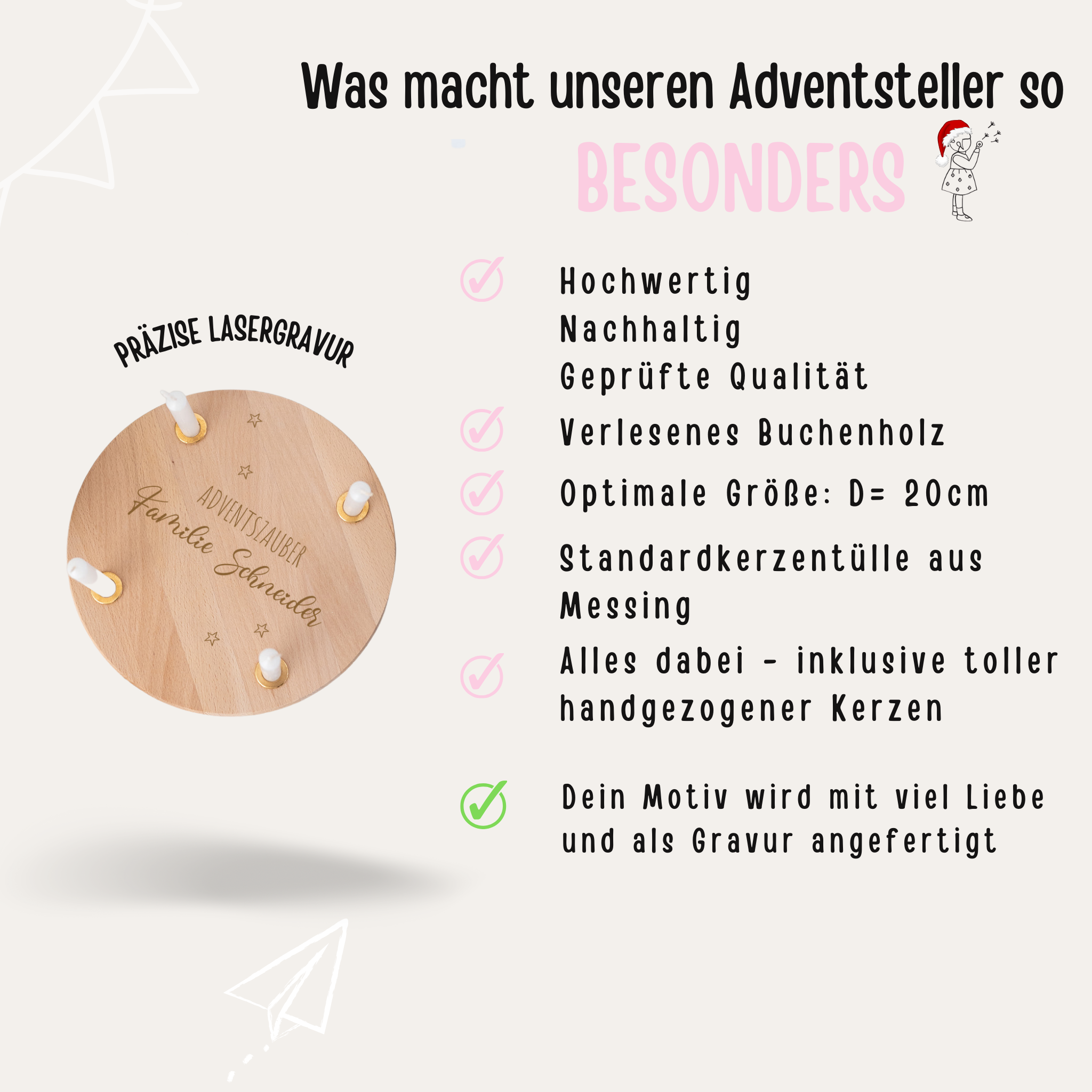 Adventsteller "Sterne" Gravur personalisiert
