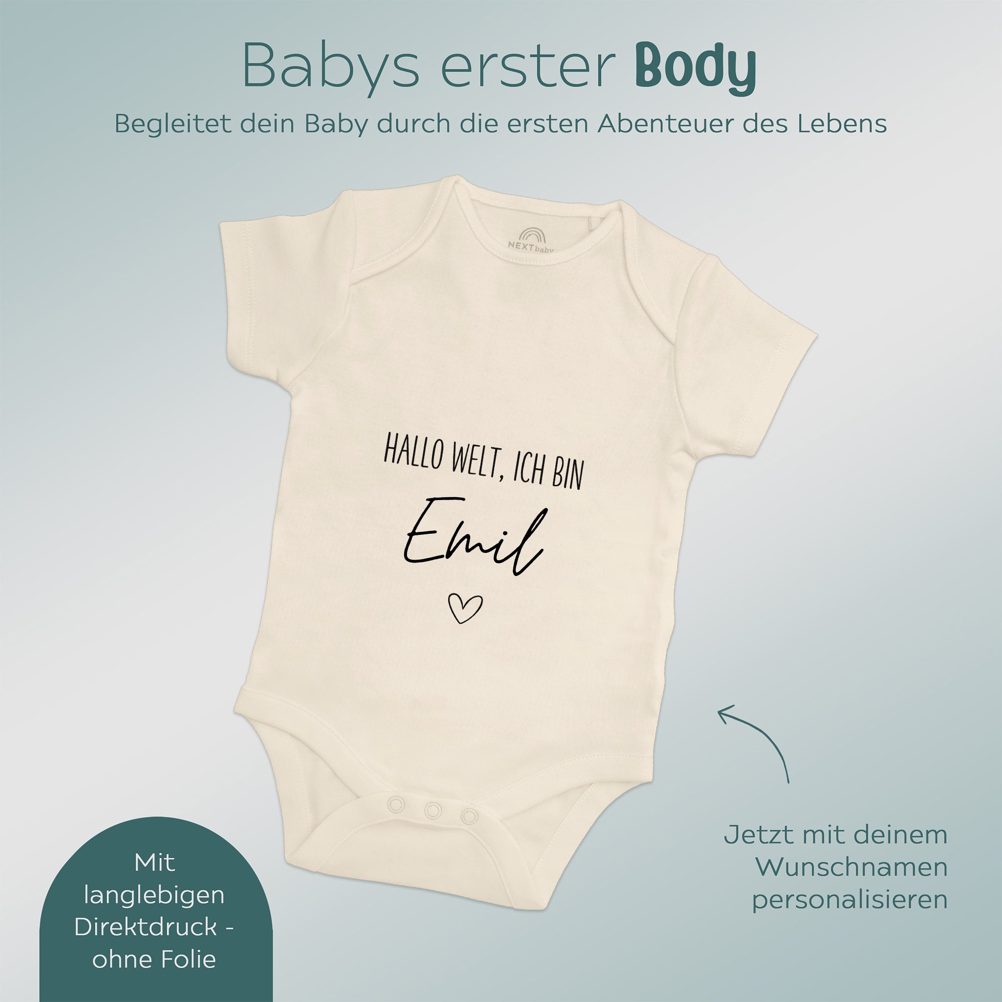 Baby Body "Hallo Welt" personalisiert