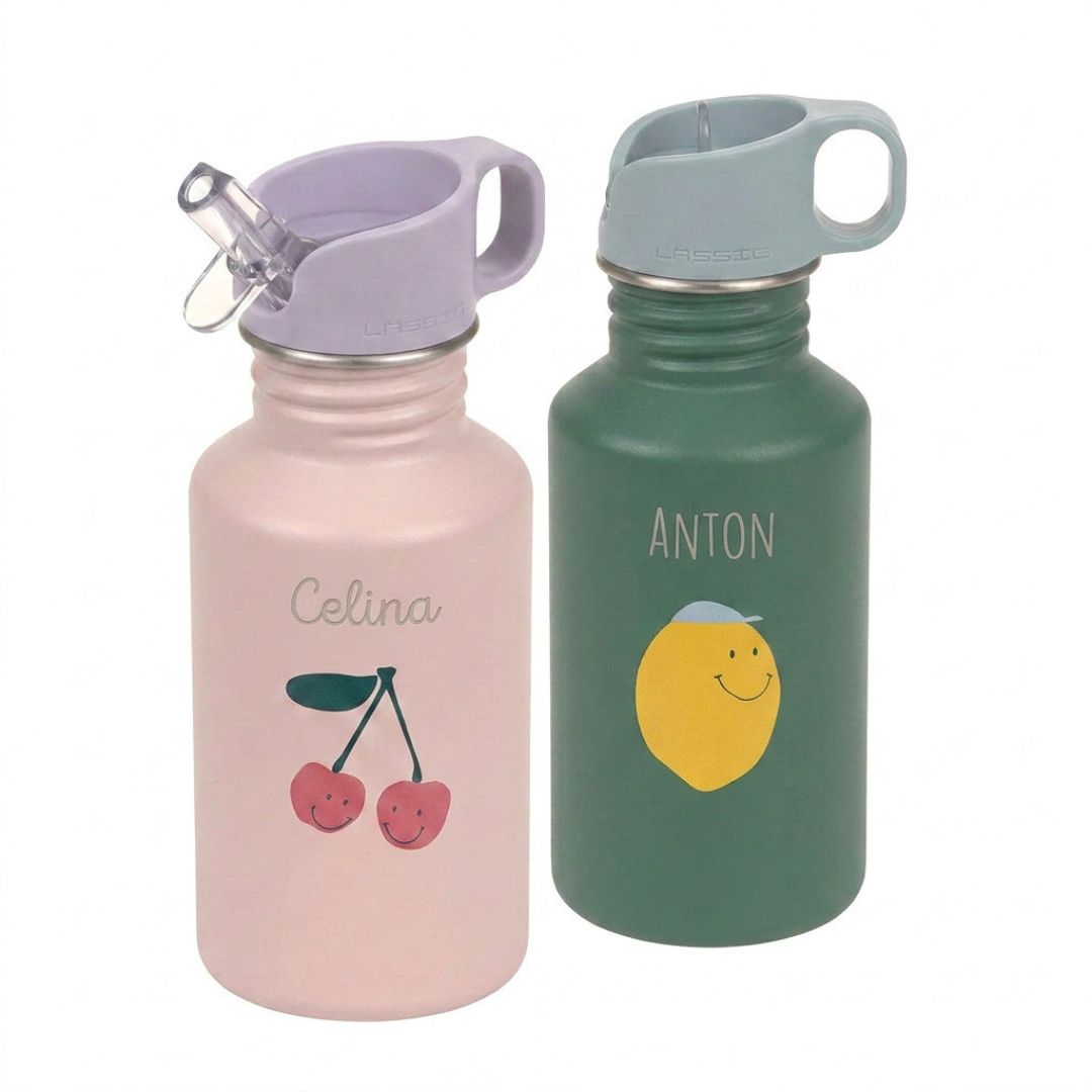 LÄSSIG Edelstahl Kinder Trinkflasche personalisiert - Happy Fruits