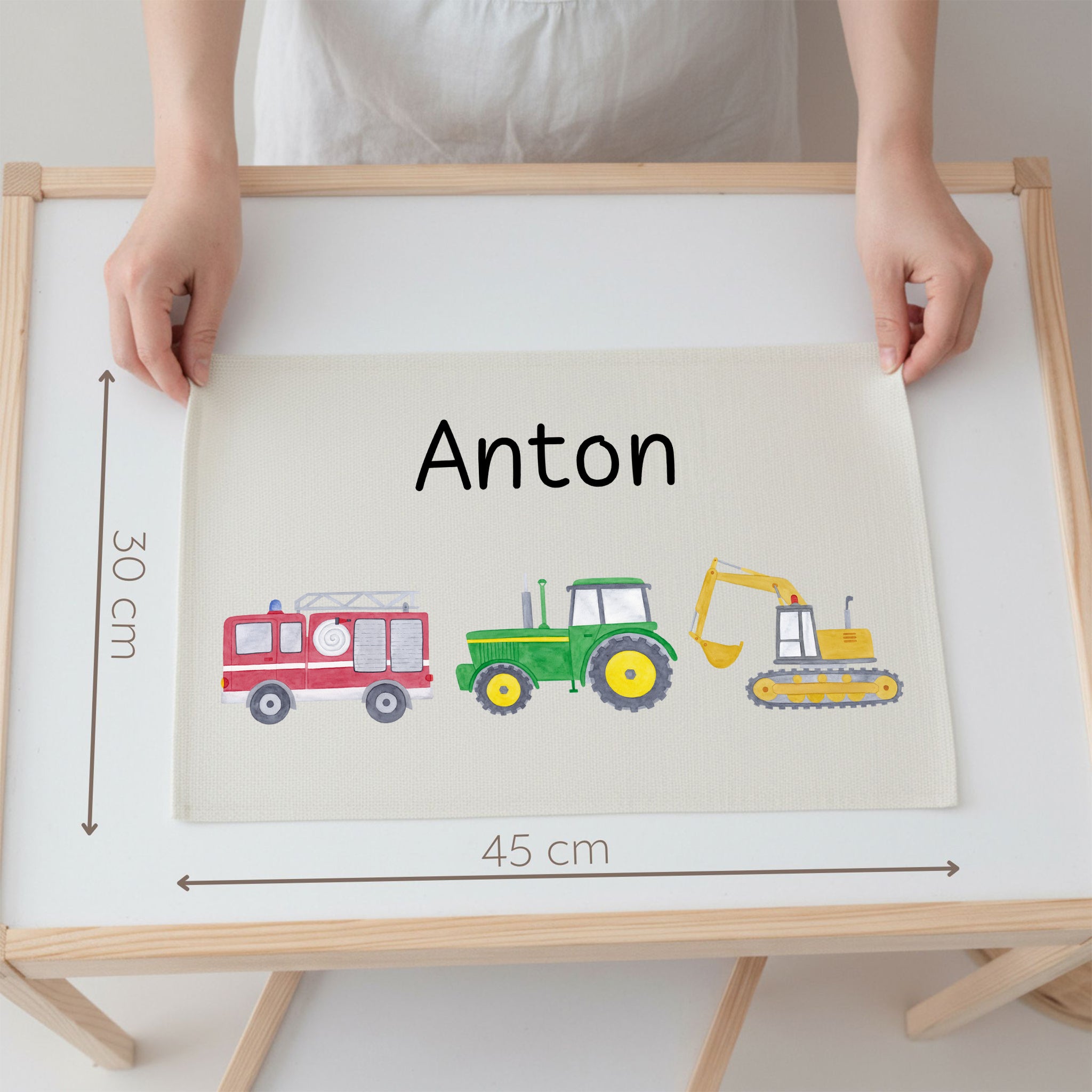 Platzdeckchen personalisiert - Fahrzeuge Aquarell