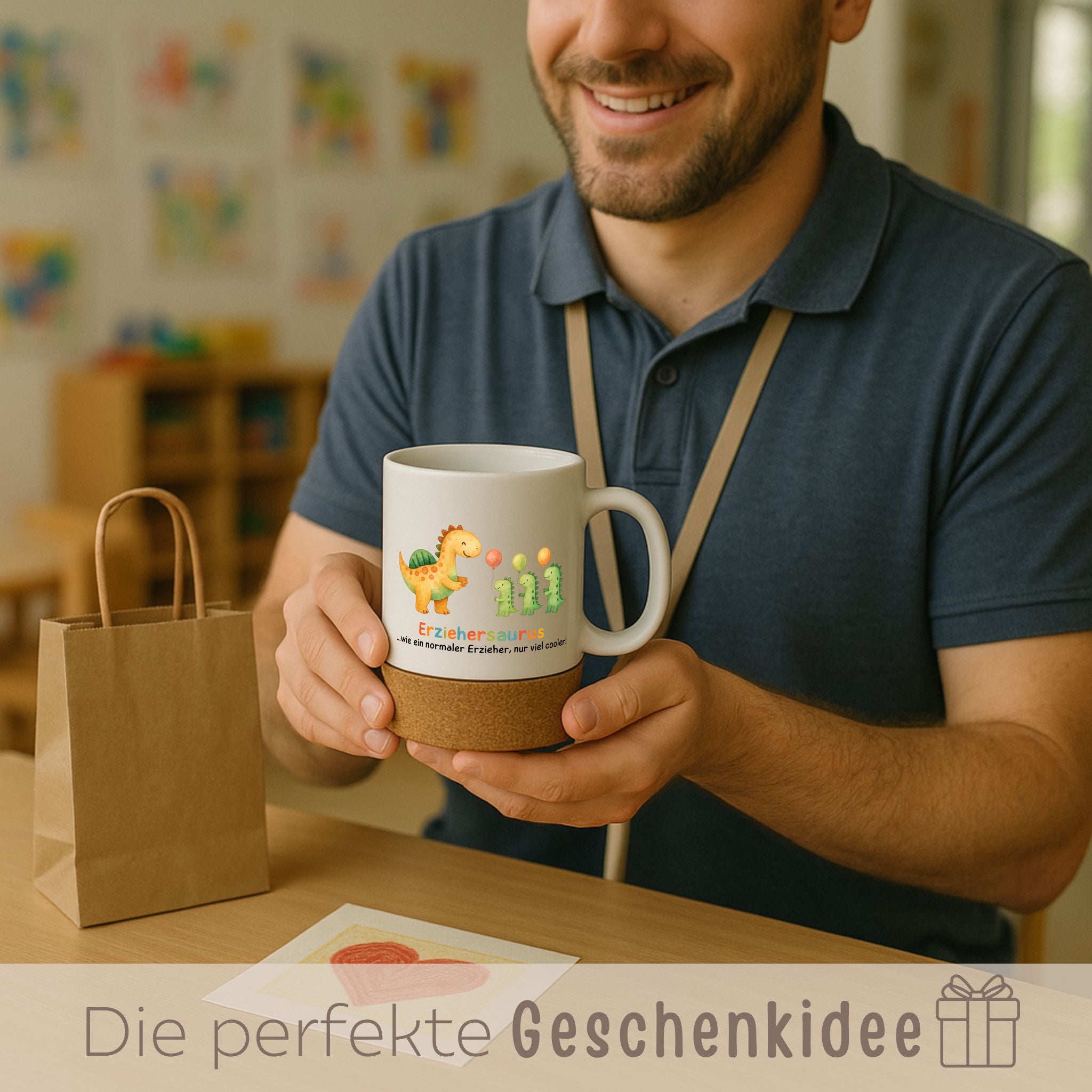 Tasse mit Korkboden - Erziehersaurus