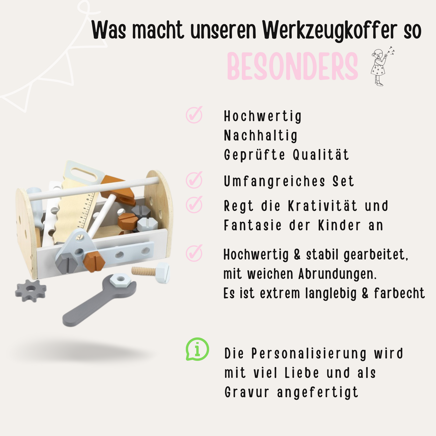 Holz Werkzeugkasten personalisiert
