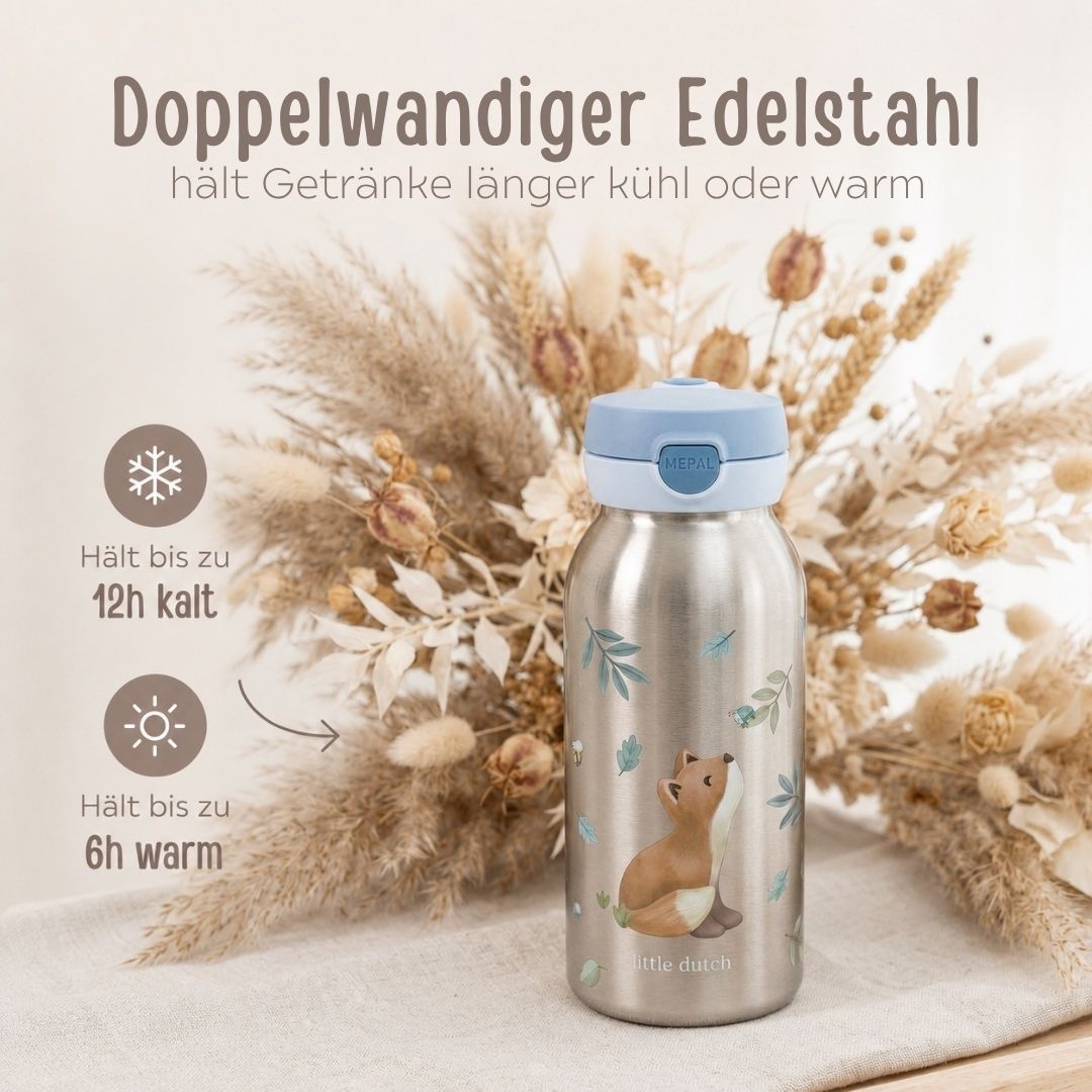 MEPAL x Little Dutch Edelstahl Kinder Trinkflasche Pop-up personalisiert