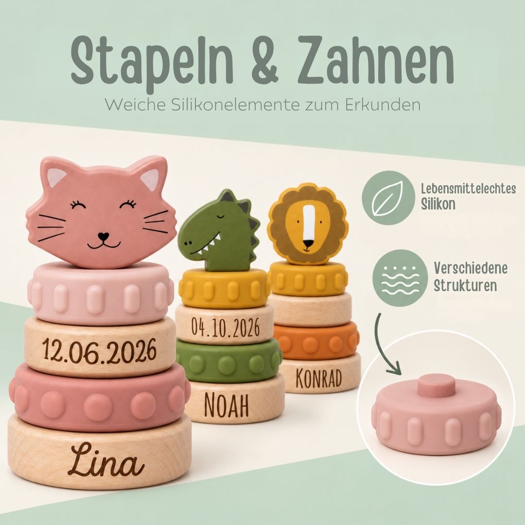 TRIXIE Silikon-Holz Stapelturm personalisiert