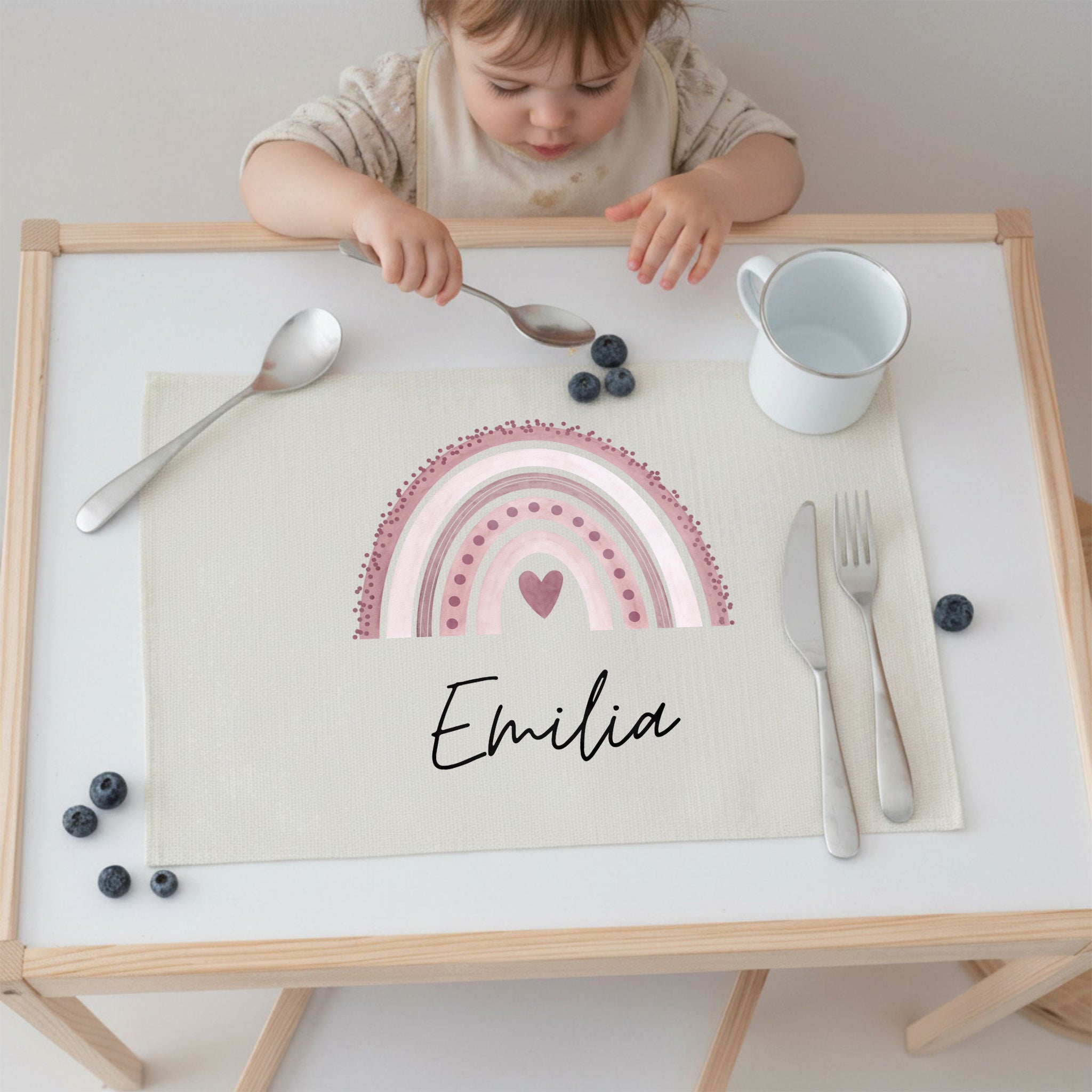 Platzdeckchen personalisiert - Regenbogen Aquarell