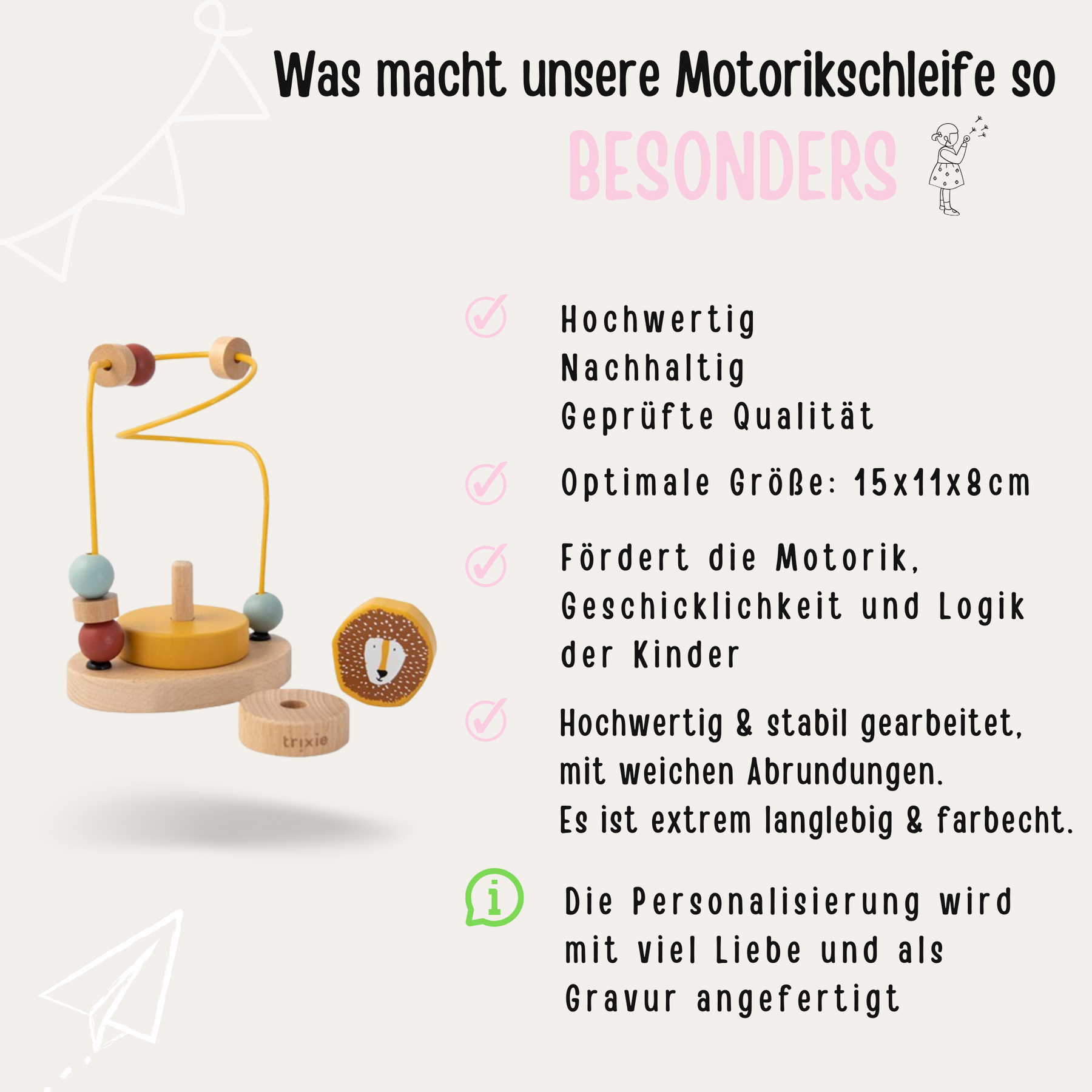 Motorikschleife Tier personalisiert