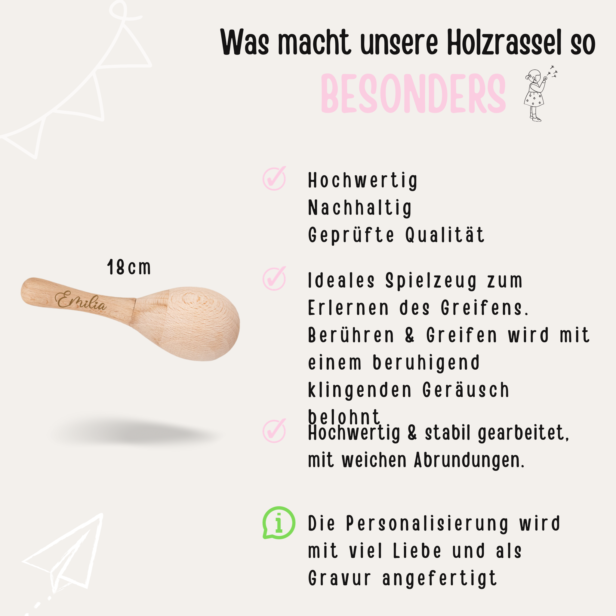 Holzrassel rund für Babys