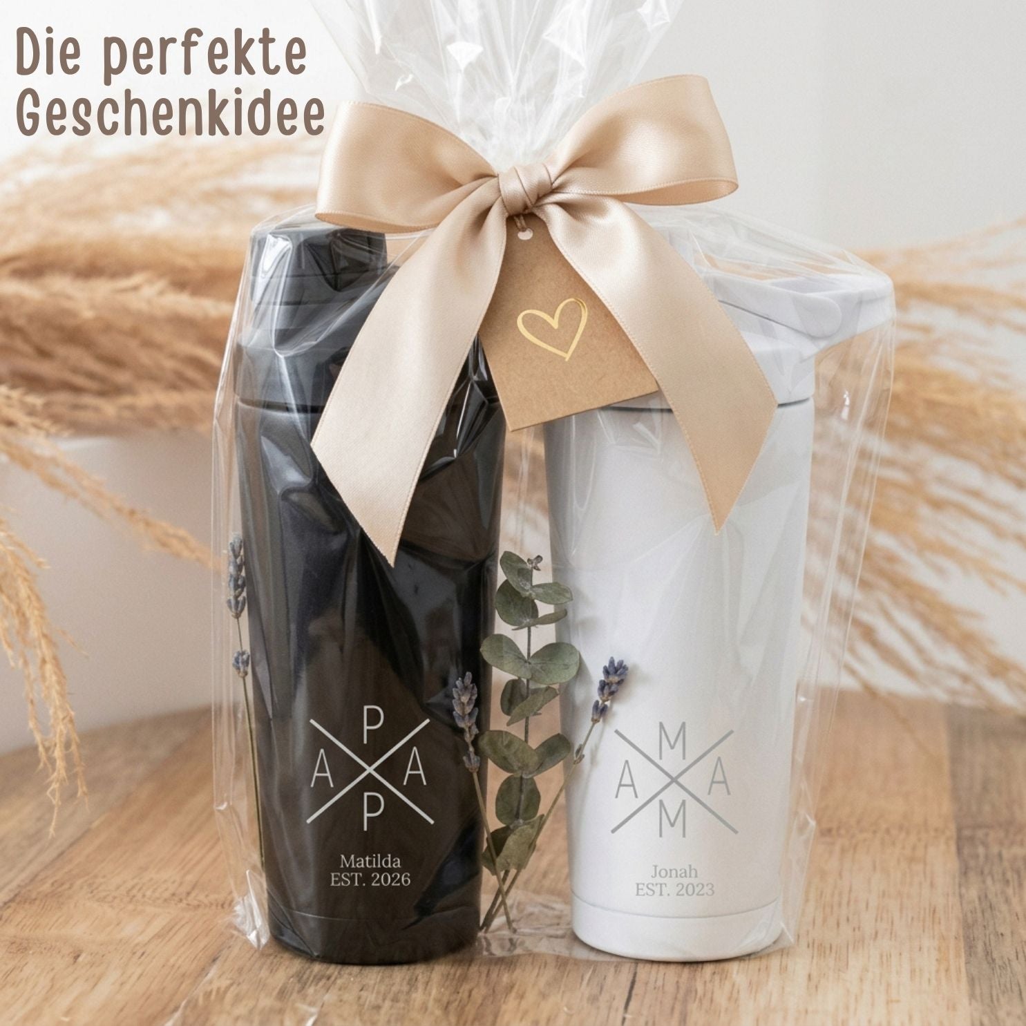 Edelstahl Shaker 700ml personalisiert - Mama/Papa