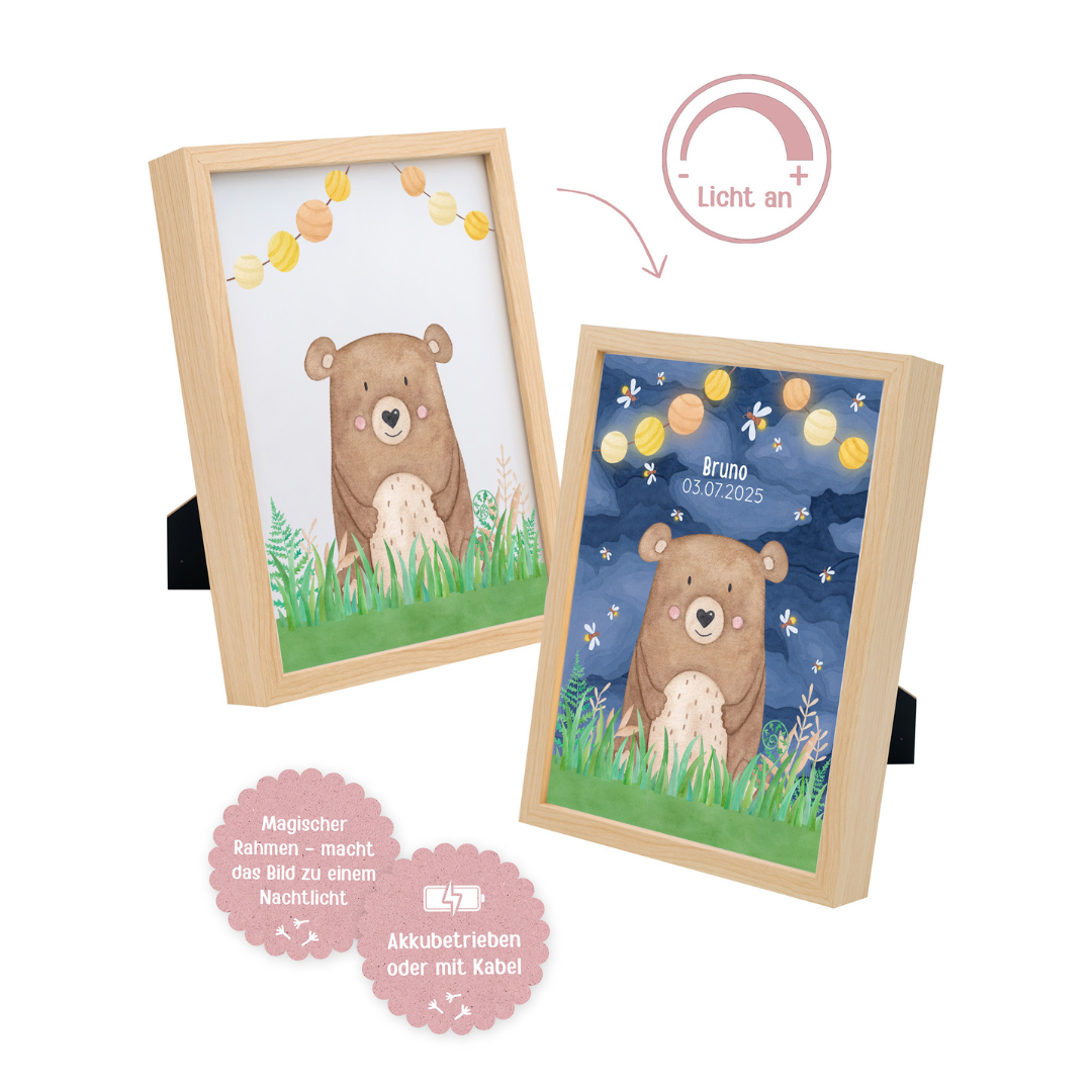 Magischer LED Bilderrahmen - Bär Glühwürmchen