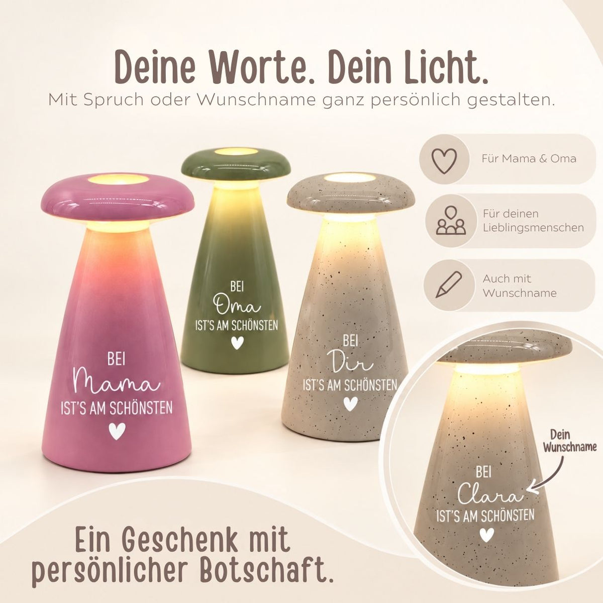 Tischleuchte 3in1 personalisiert