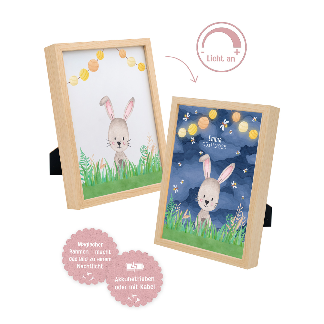Magischer LED Bilderrahmen - Hase Glühwürmchen