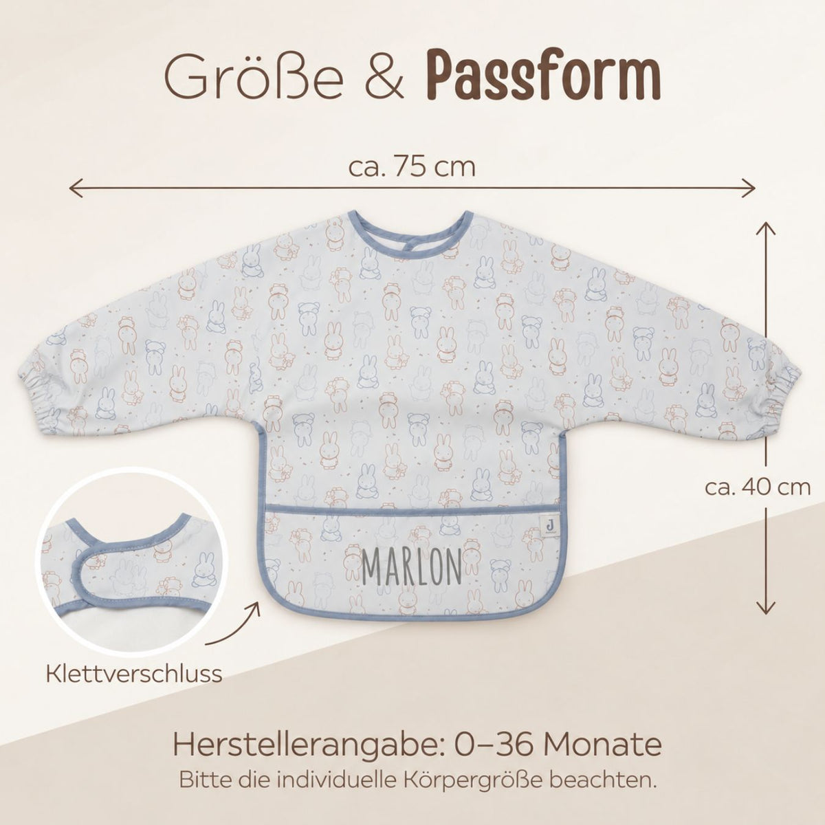 JOLLEIN Lätzchen mit Ärmeln personalisiert - Miffy