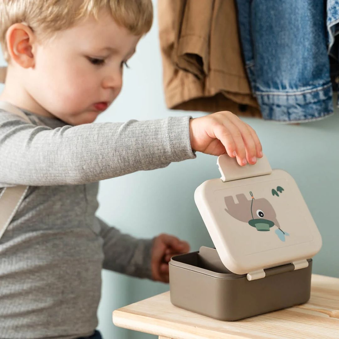 DONEBYDEER Snackbox klein mit Snack Gabeln personalisiert - Tiny Trails