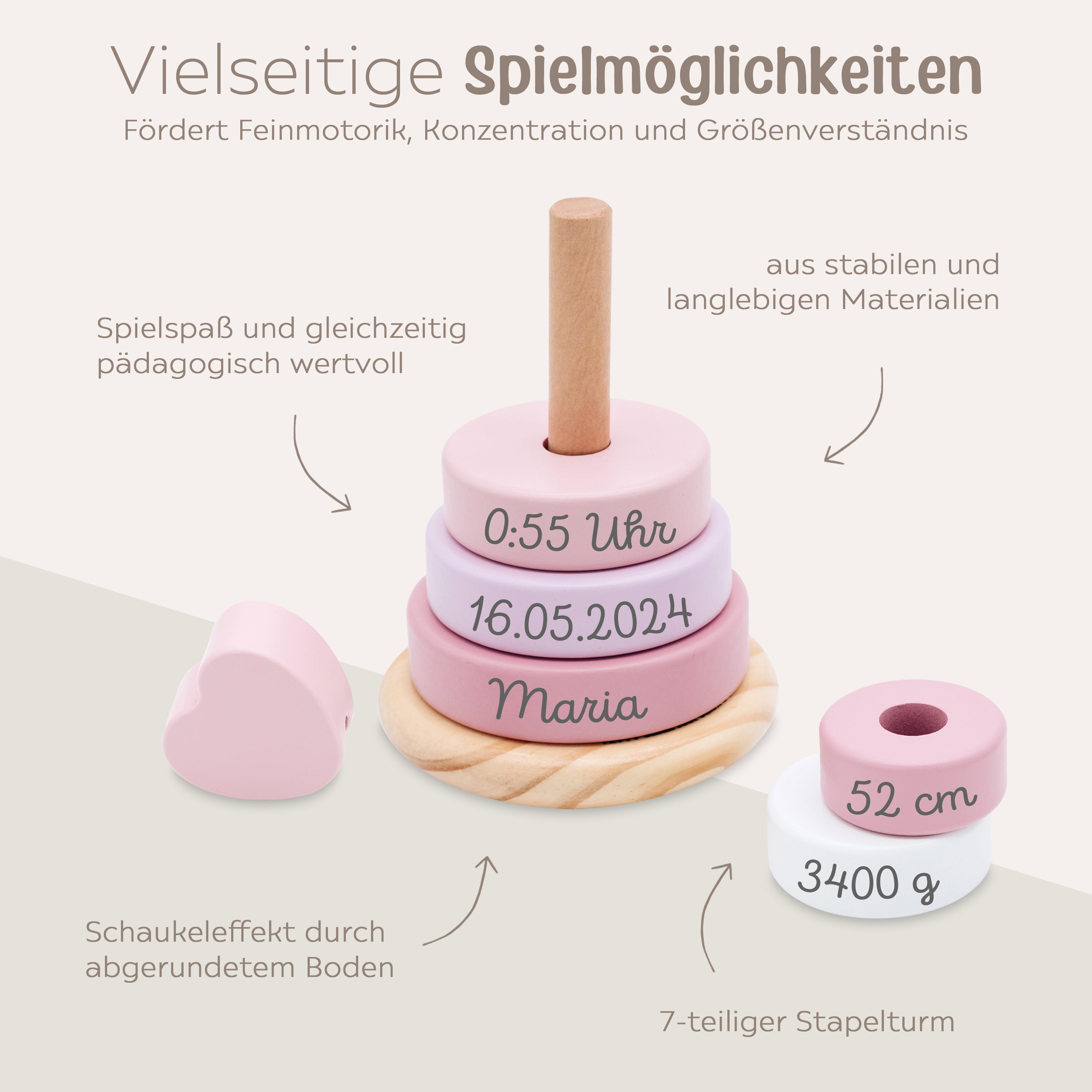 Small foot Stapelturm Holz personalisiert