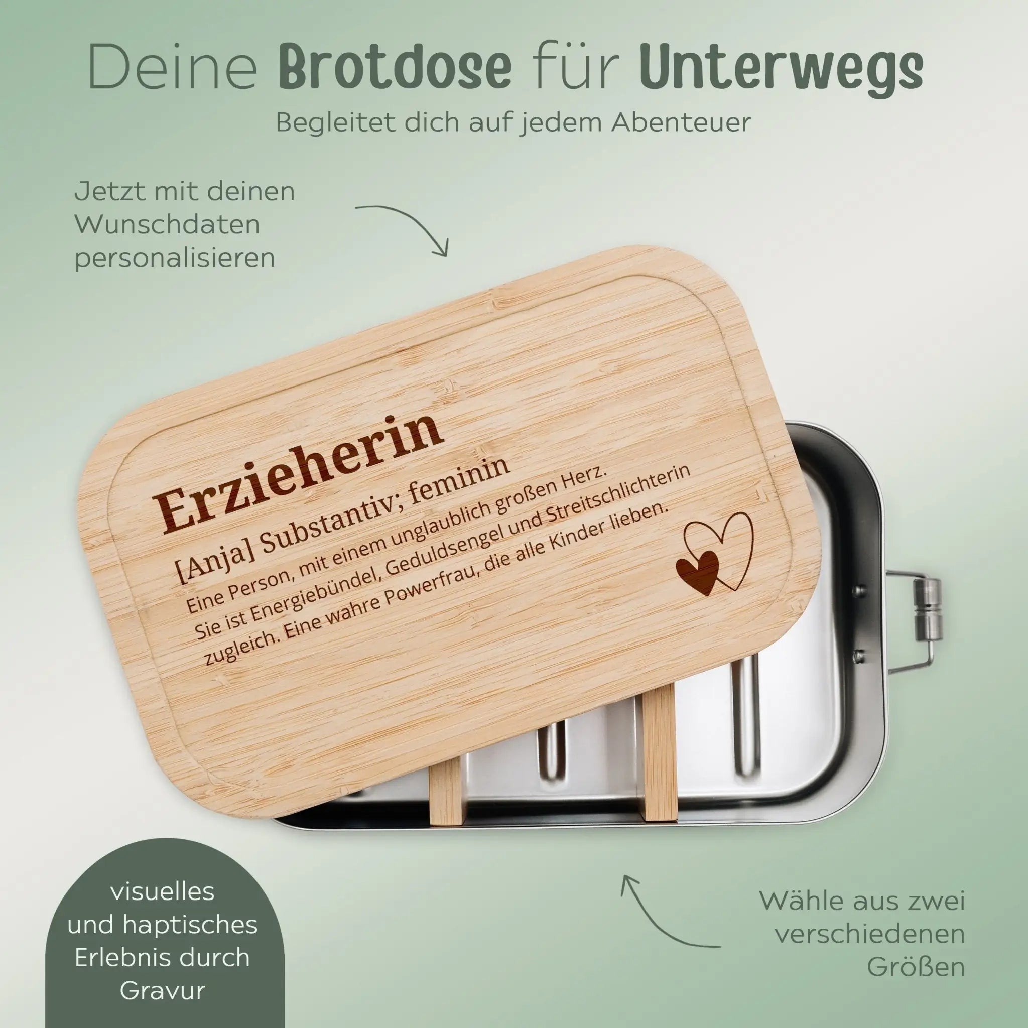 Brotdose Edelstahl personalisiert - Erzieherin Definition Gravur Brotdose - wunderwunsch