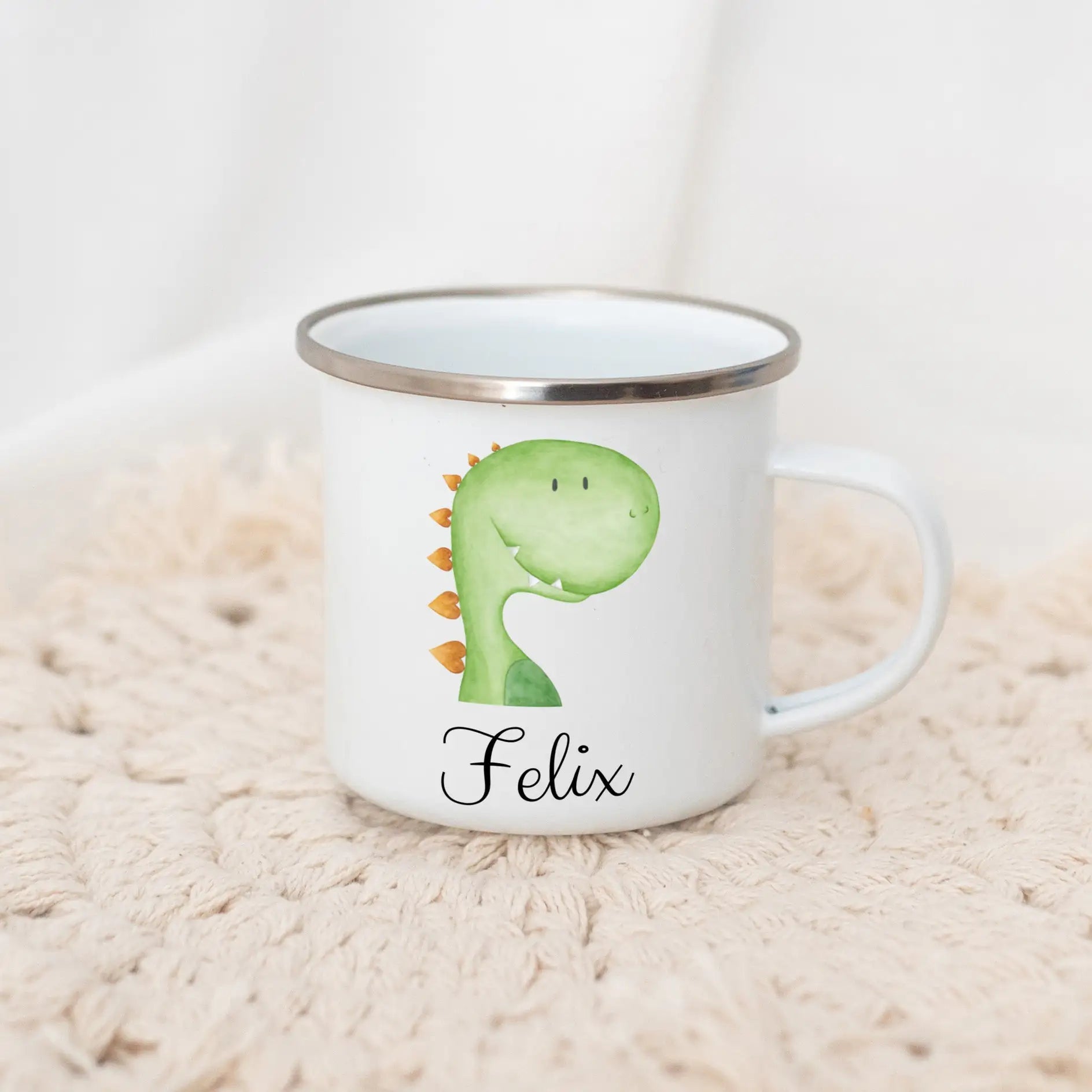 Emaille Kindertasse personalisiert - Tier Aquarell Tasse - wunderwunsch