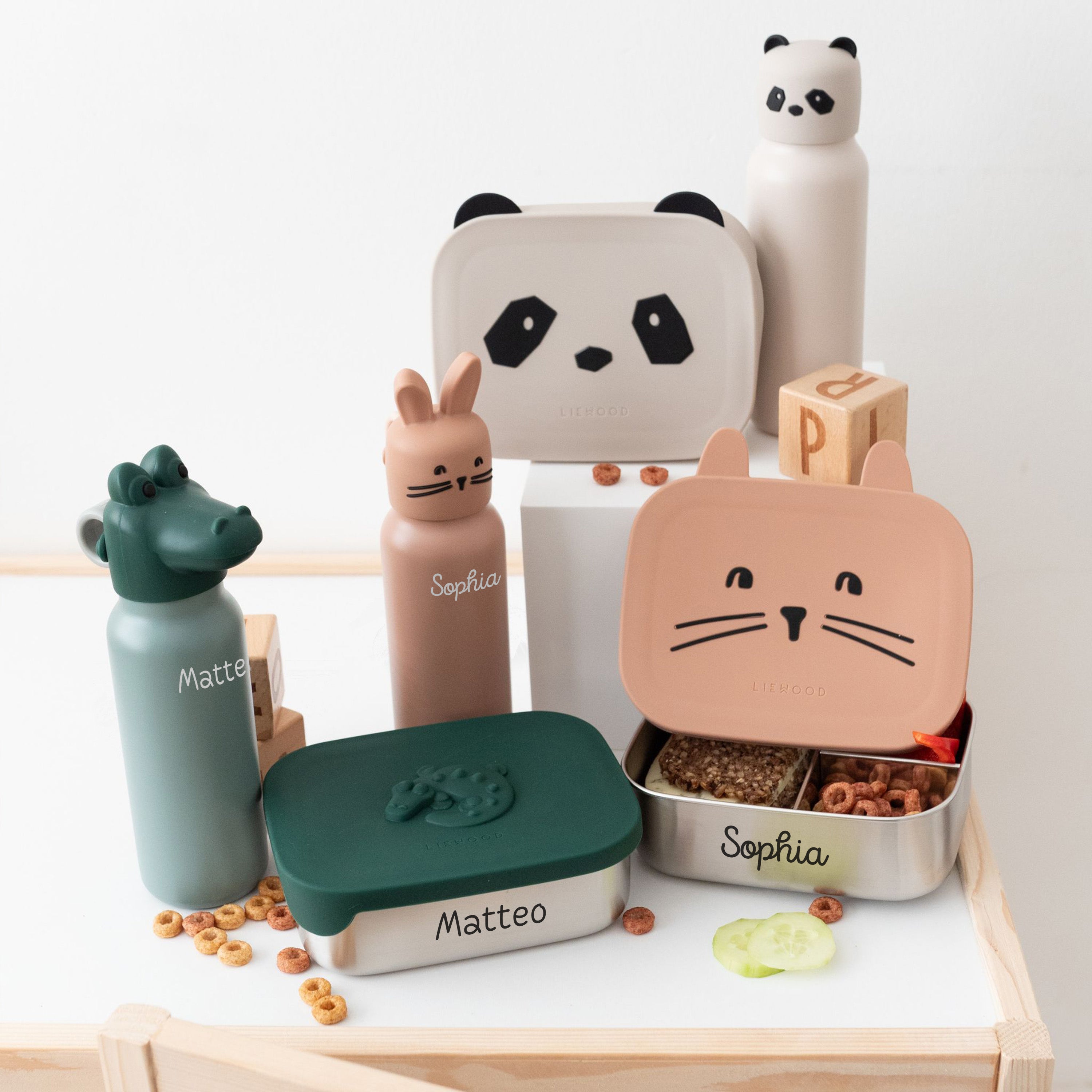 LIEWOOD Set Tier Lunchbox und Trinkflasche personalisierbar