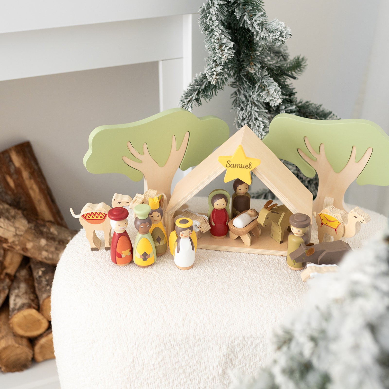Kinder Weihnachtskrippe Holz personalisiert
