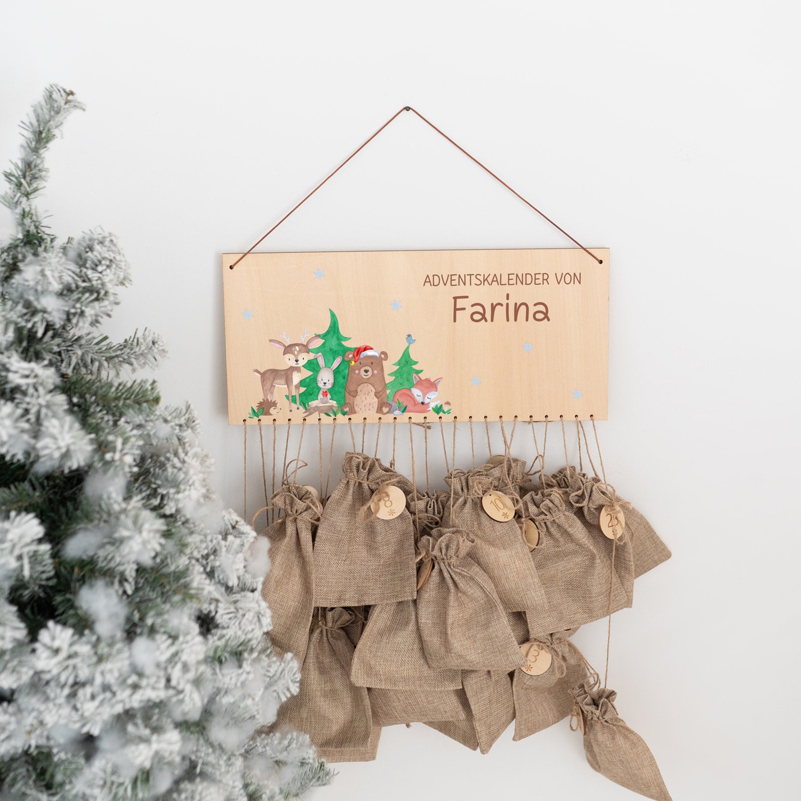 Adventskalender "Waldtiere Winter bunt" personalisiert