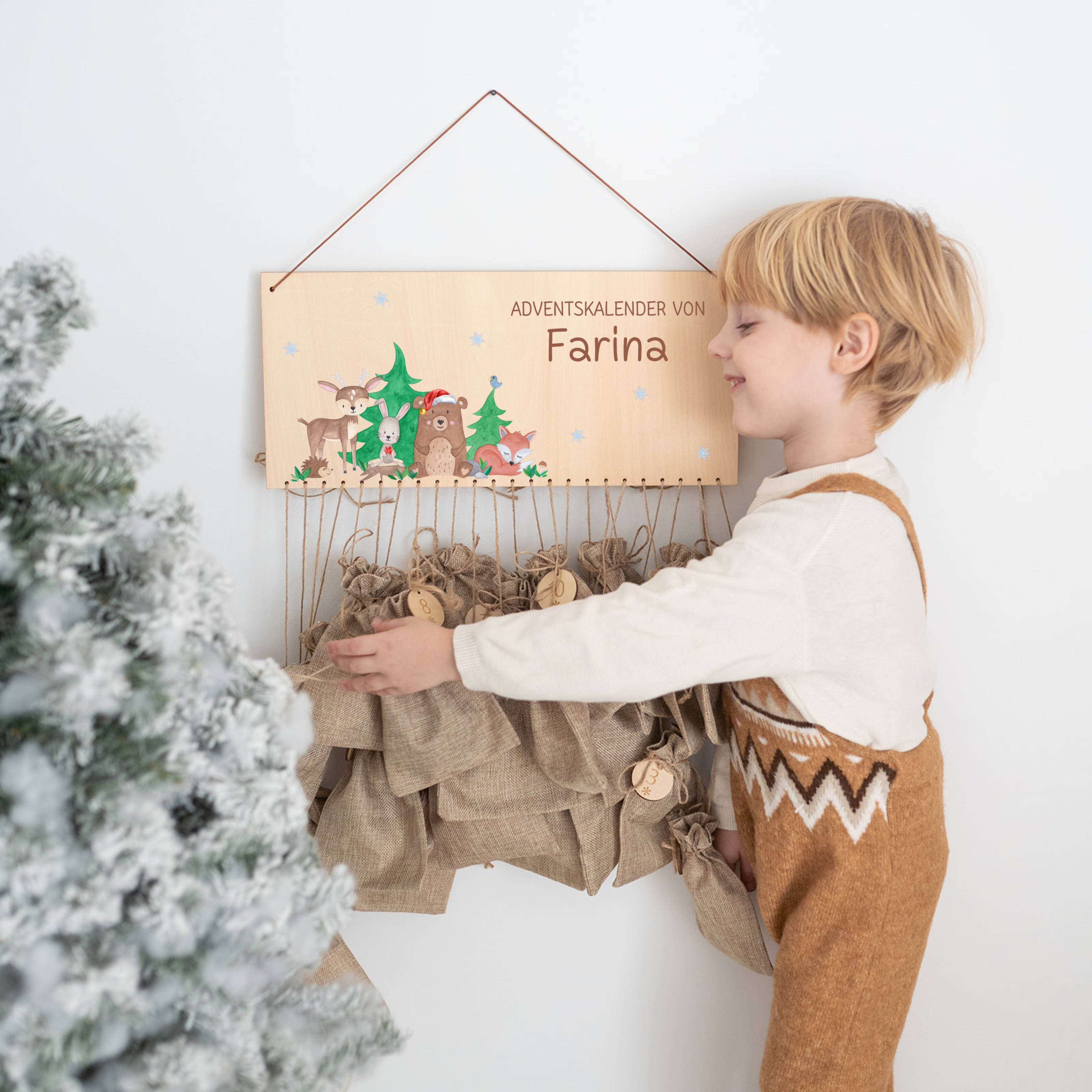 Adventskalender "Waldtiere Winter bunt" personalisiert