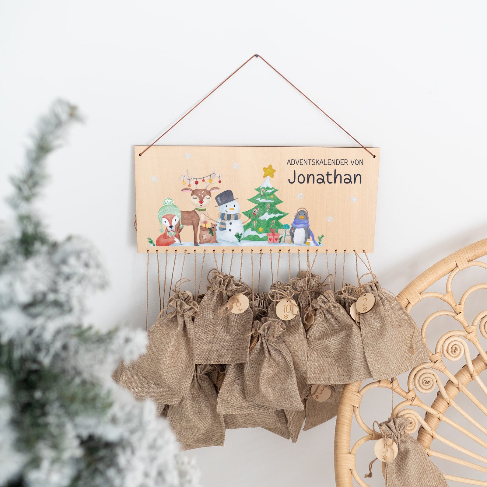 Adventskalender "Wintertiere Schneemann" personalisiert