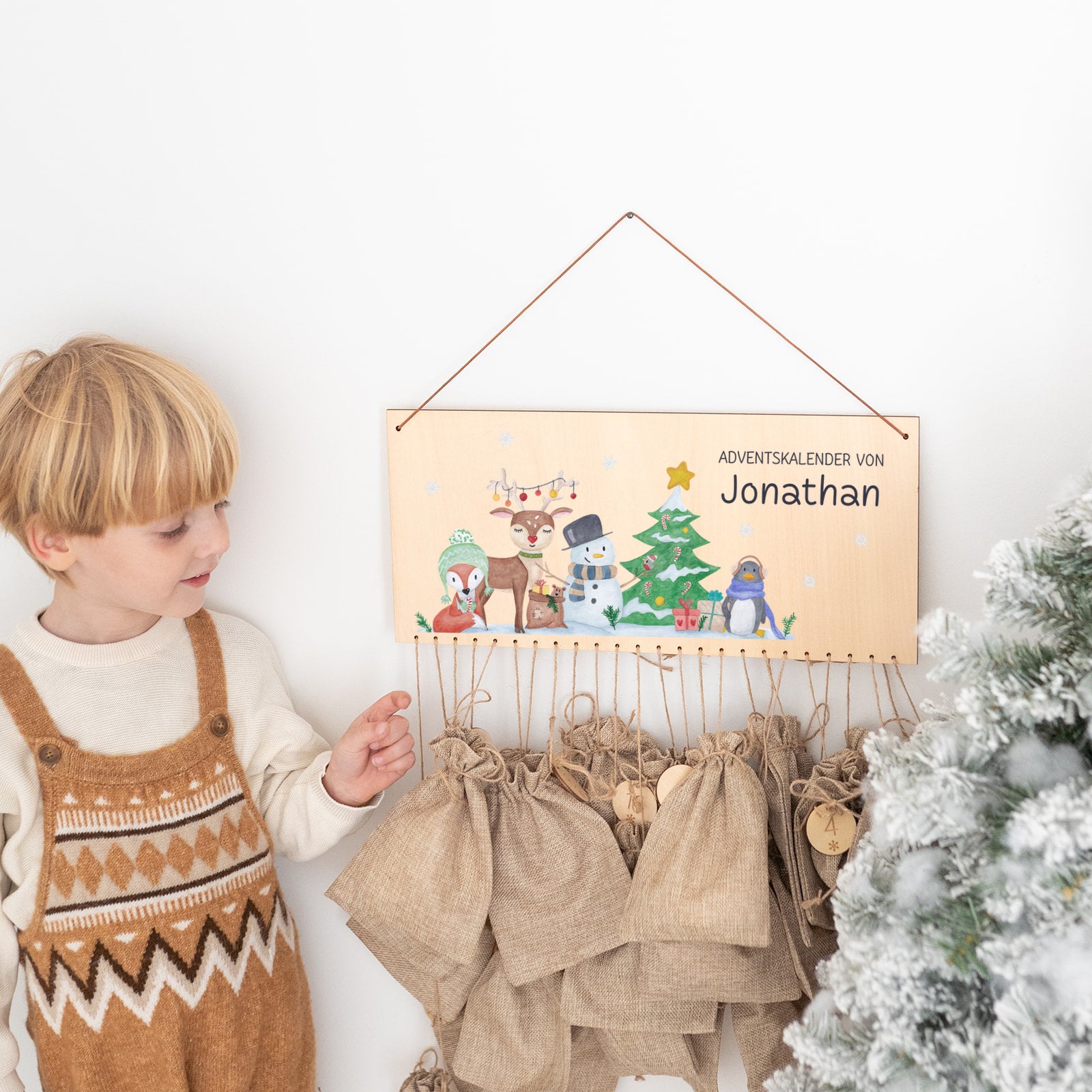 Adventskalender "Wintertiere Schneemann" personalisiert