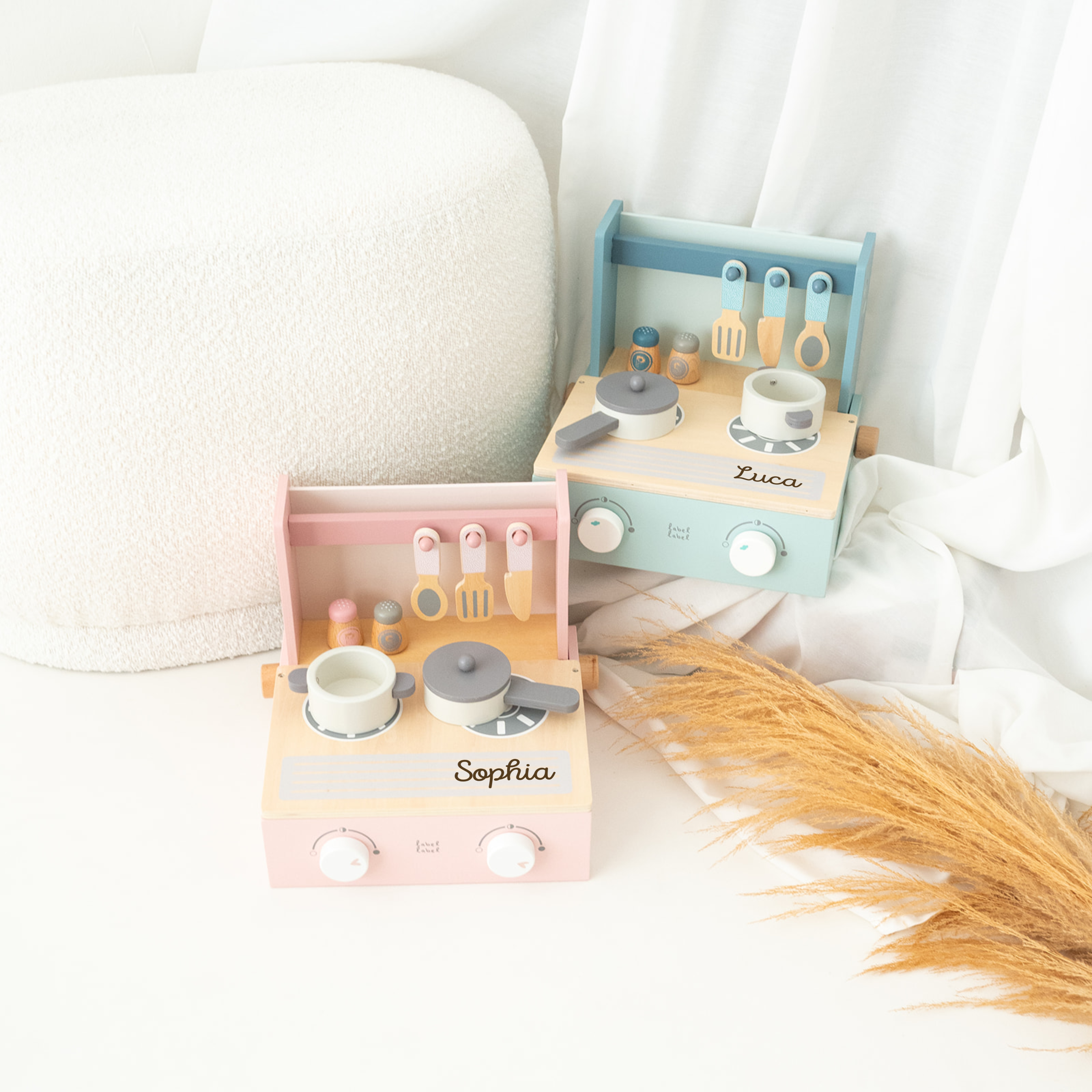 Kinderküche klappbar personalisiert - rosa und mint
