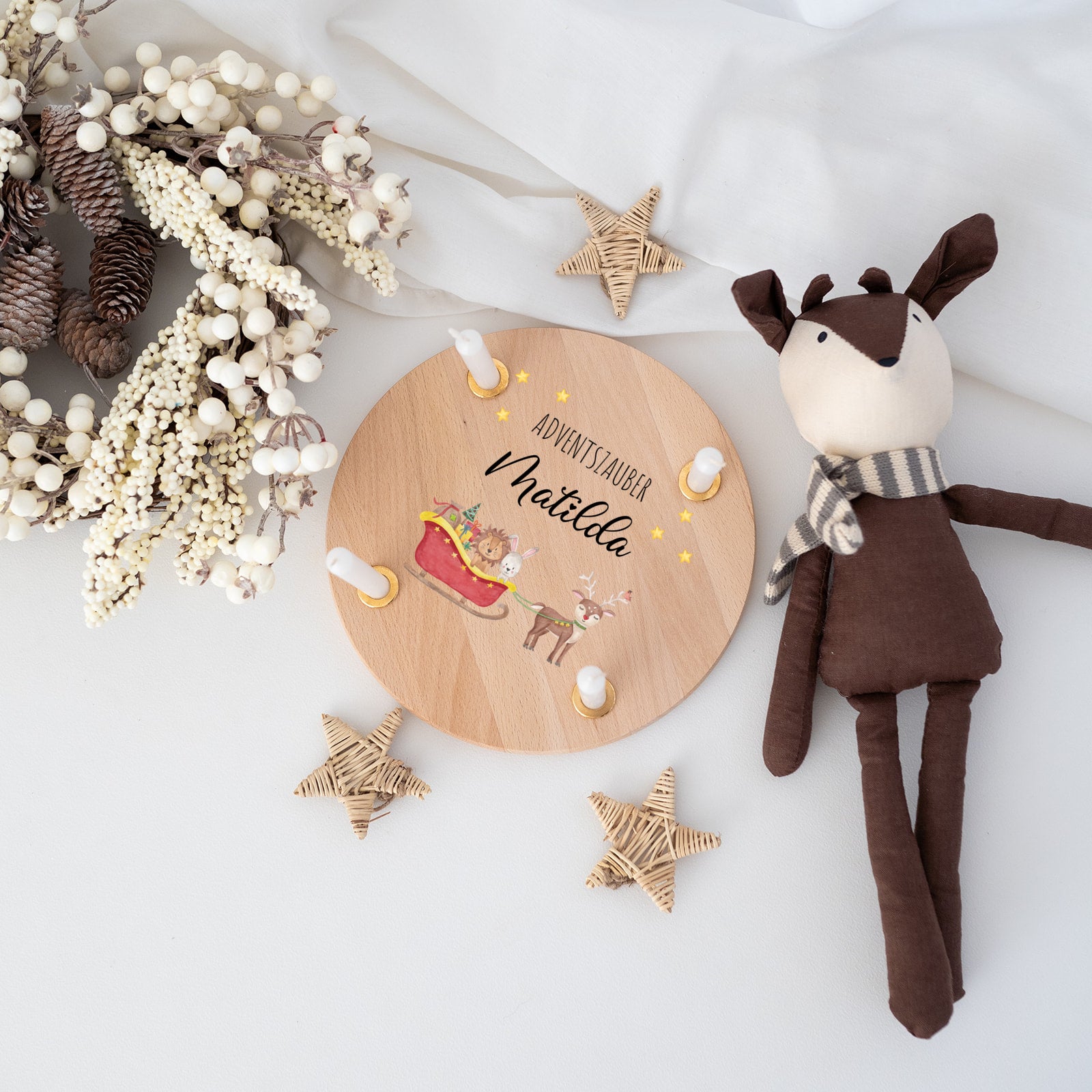 Adventsteller "Weihnachtsschlitten bunt" personalisiert