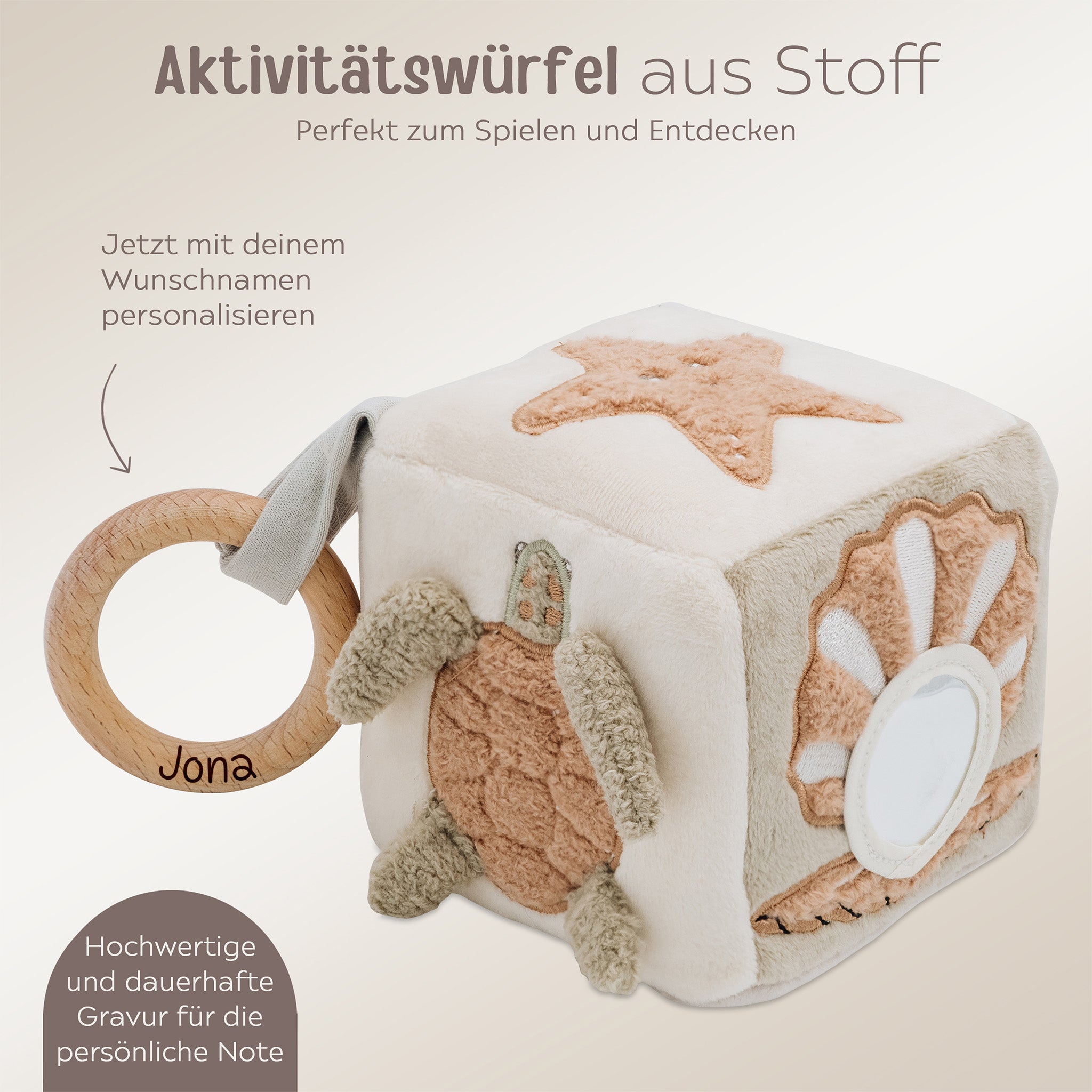 JOLLEIN Activity Stoffwürfel personalisierbar - Meerestiere