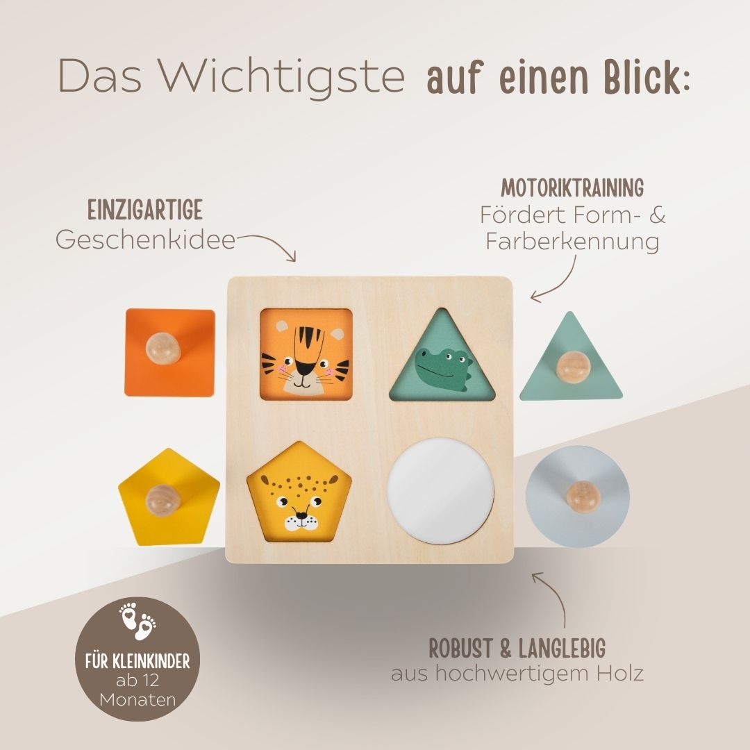 SMALL FOOT Montessori Setzpuzzle Formen und Motive personalisierbar