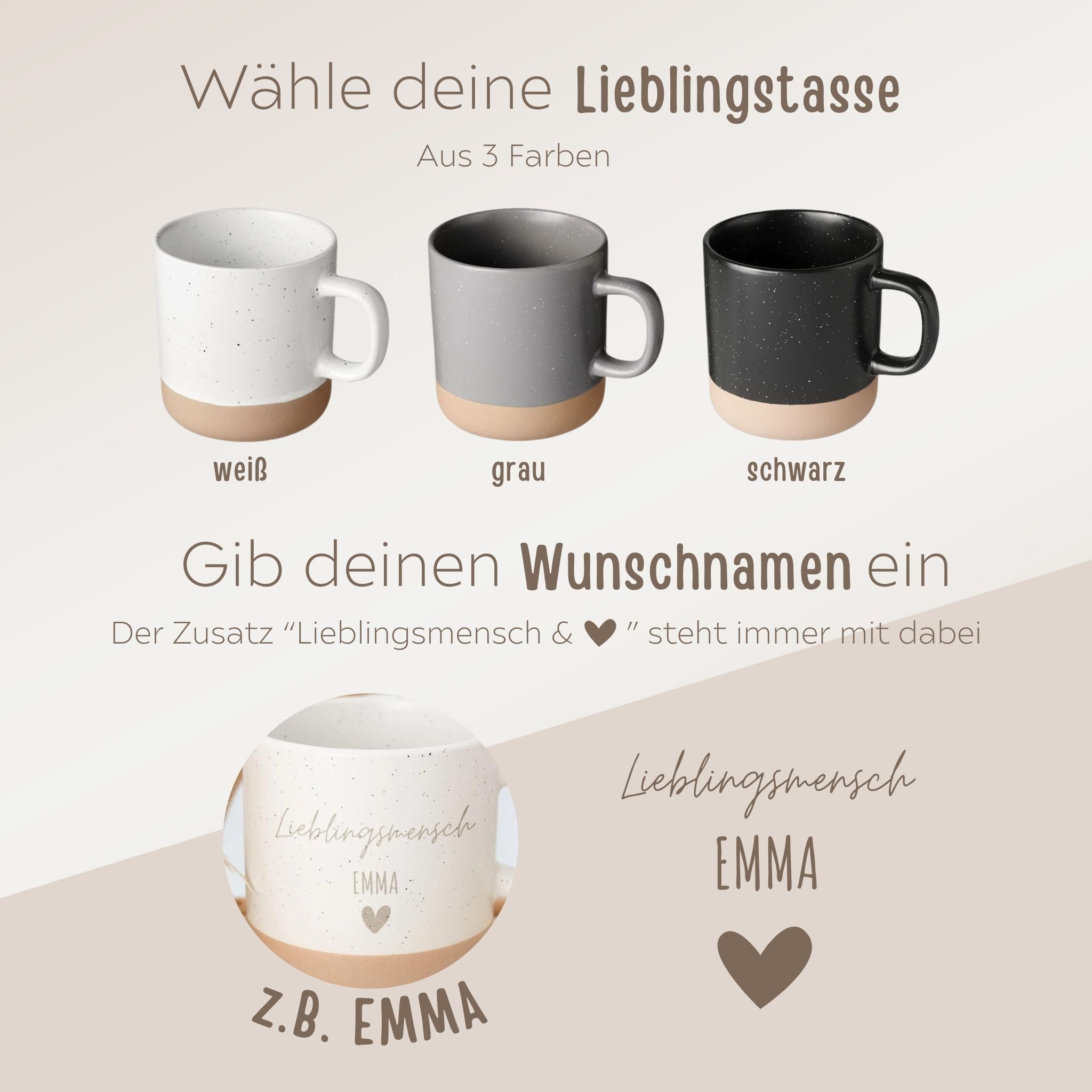 Keramikbecher Steingut - Lieblingsmensch