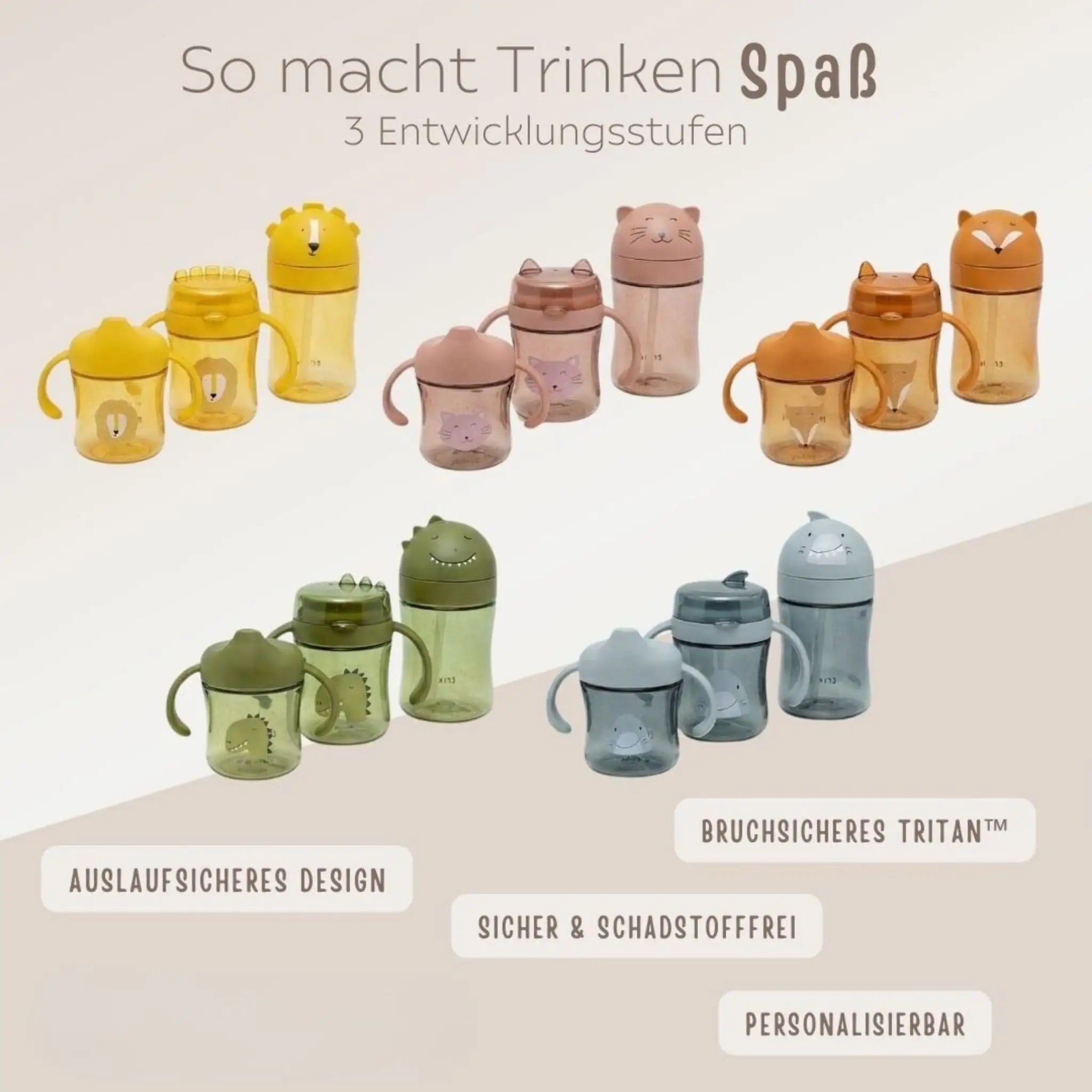 TRIXIE Baby Trinkbecher Tritan personalisierbar Trinkflaschen - wunderwunsch