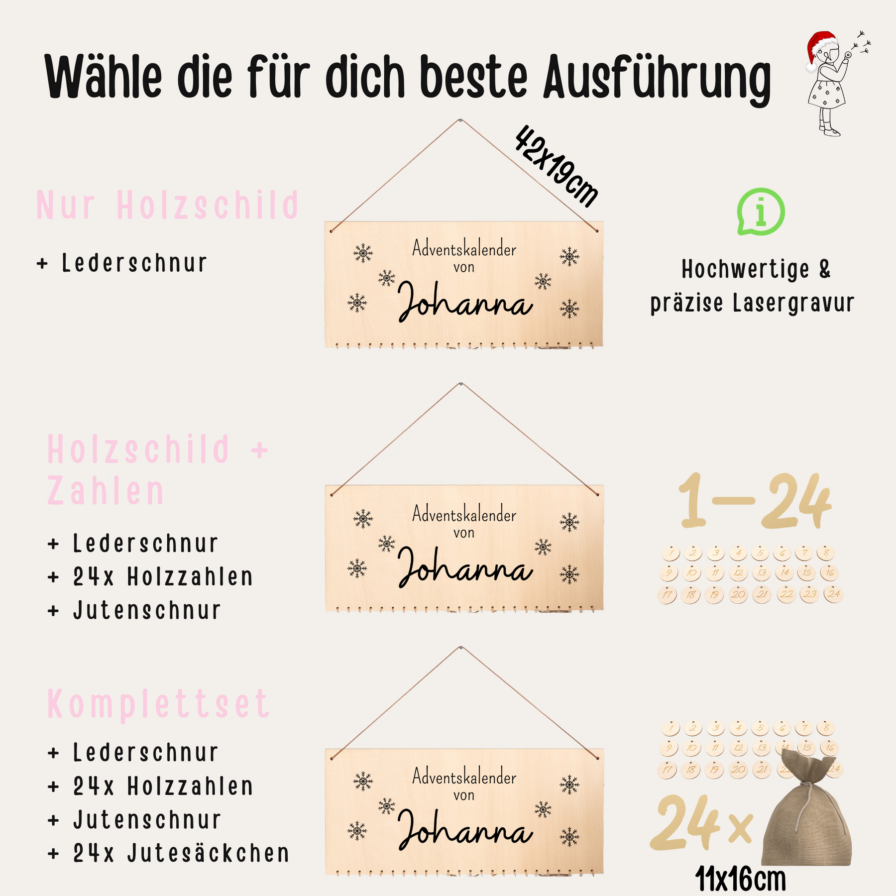 Adventskalender personalisiert - Schneeflocken