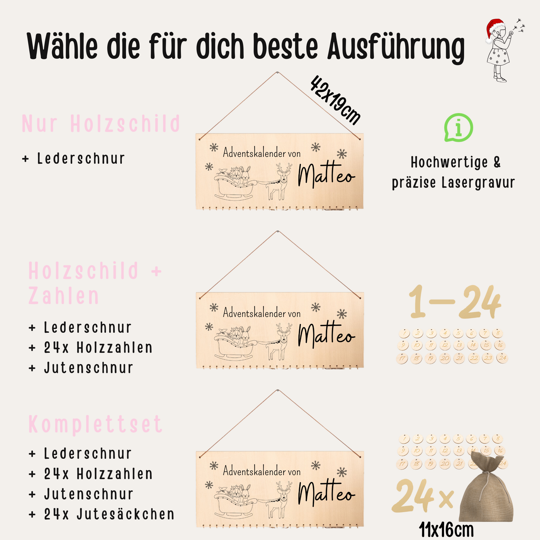 Adventskalender "Weihnachtsschlitten" personalisiert
